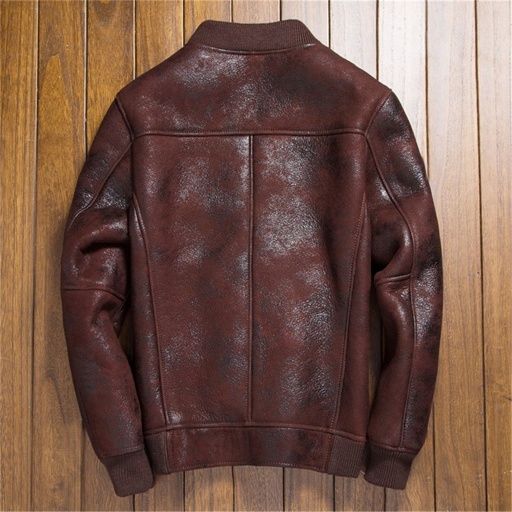 Men's Shearling Leather Jacket - Warm Sheepskin Coat for Motorcycle & Winter