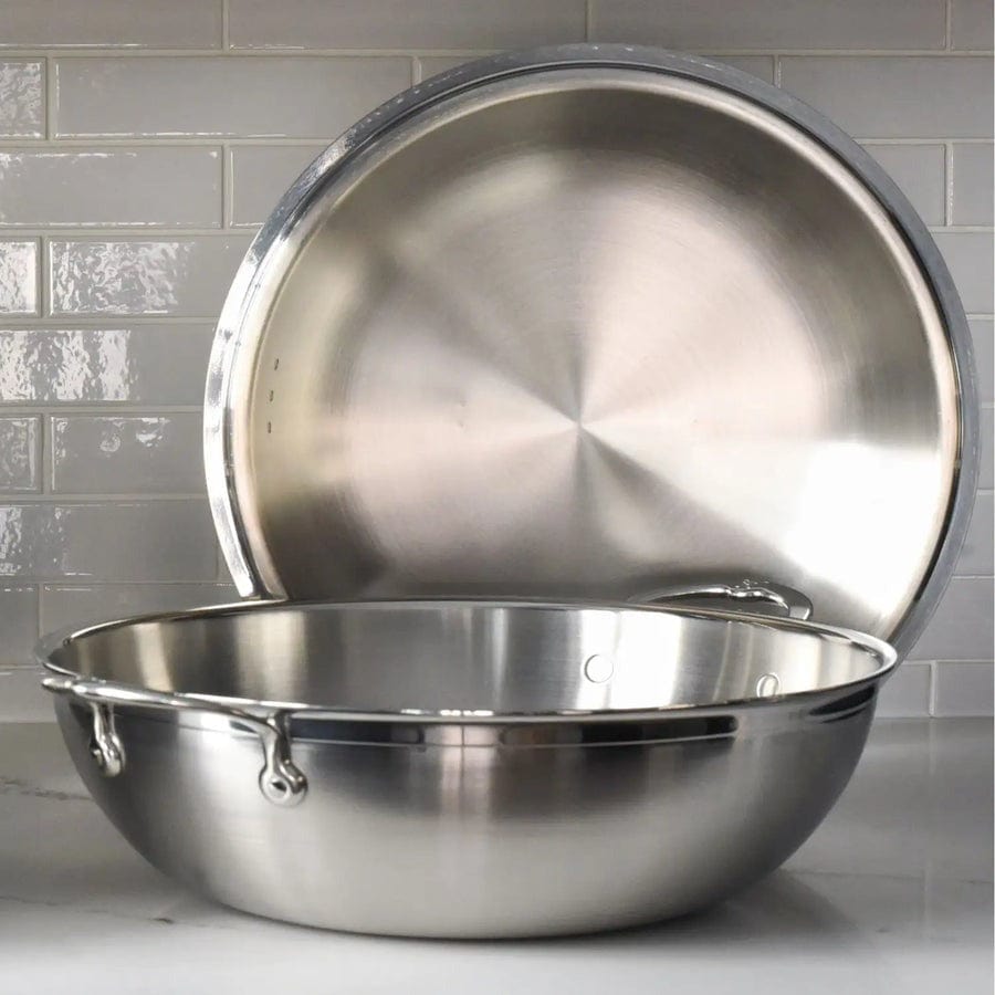 Hestan Professional Clad Stainless Steel Wok 14 Inch - High Performance Stir Fry Pan for Home & Restaurant Cooking - Perfect for Asian Cuisine, Sautéing & Deep Frying