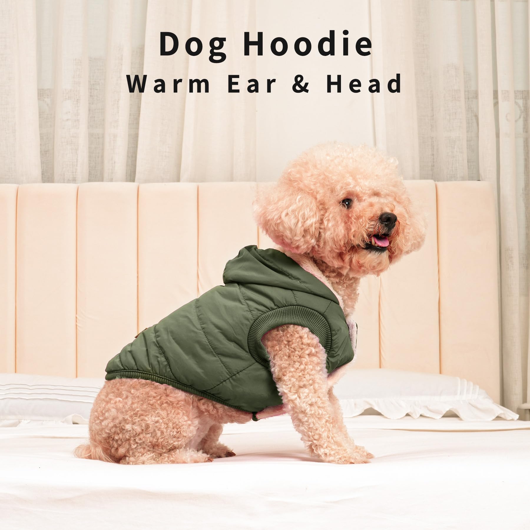 Extra Warm Winter Dog Hoodie Jacket for Large Dogs - Green XXL Pet Coat with Hood | Cozy Outdoor & Indoor Wear for Cold Weather