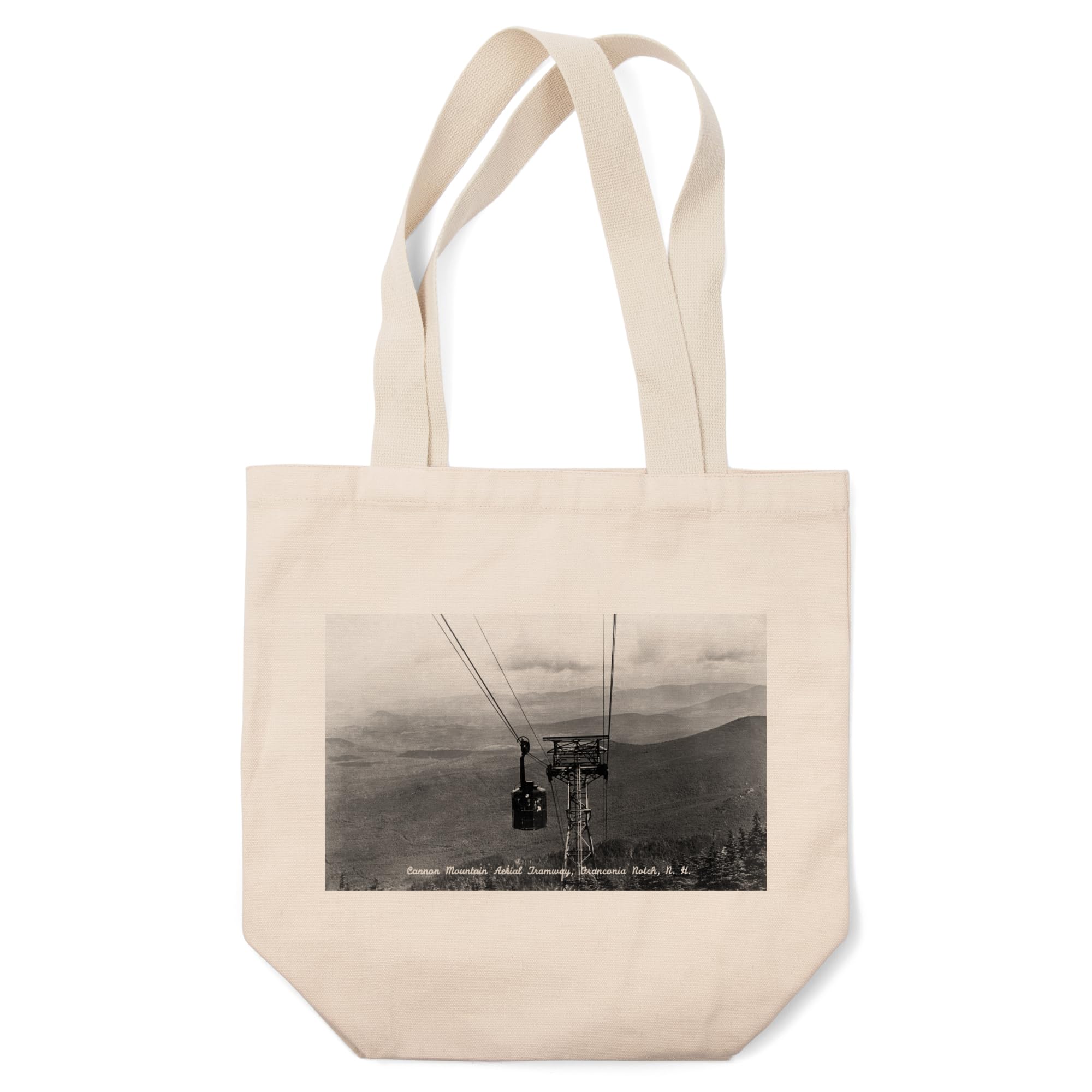 Lantern Press Franconia Notch New Hampshire Panoramic Aerial View Tote Bag - 100% Cotton Canvas Reusable Shopping Bag - Perfect for Groceries, Beach Trips & Eco-Friendly Lifestyle