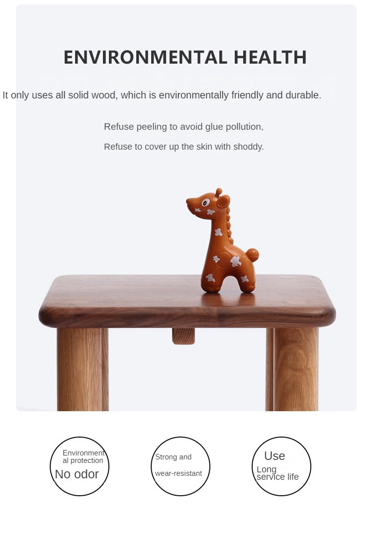 Solid Oak & Black Walnut Kids Small Stool - Durable Wooden Step Stool for Children - Perfect for Bathroom, Kitchen, and Playroom Use