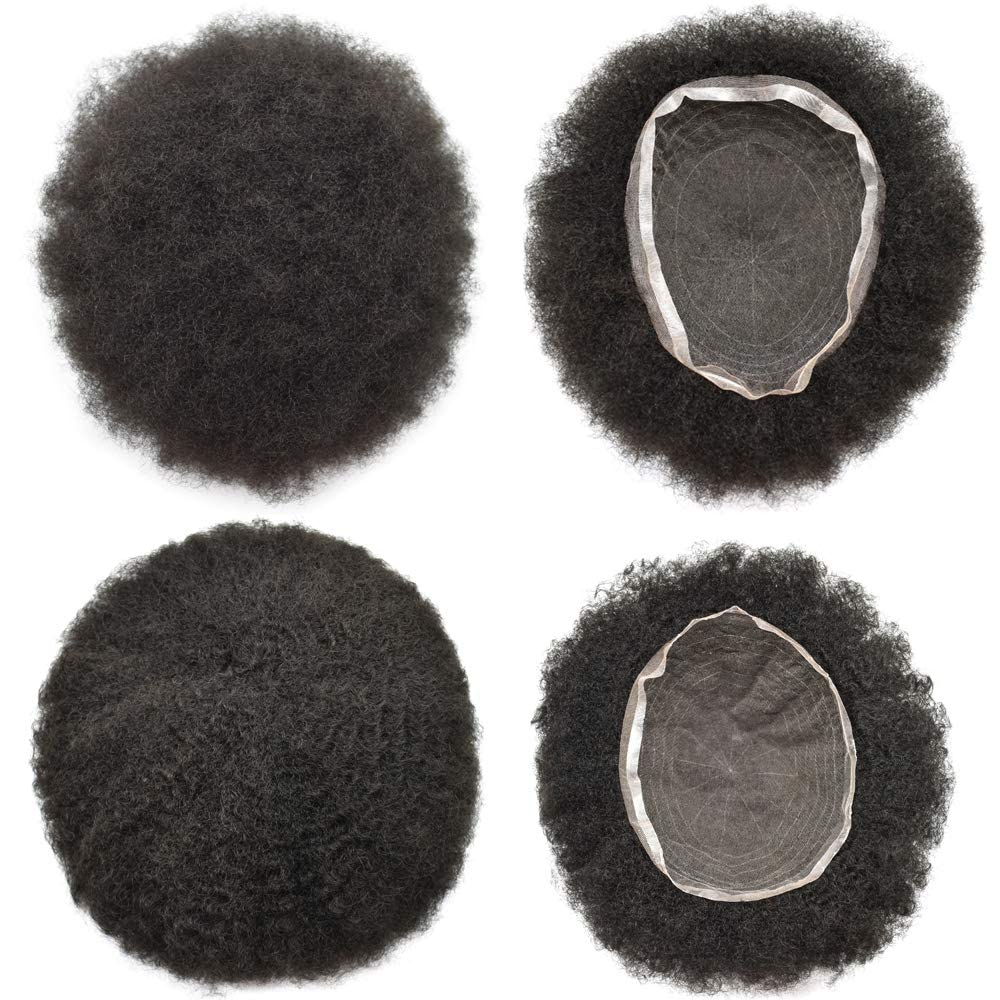 Afro Curly Men's Toupee - 8