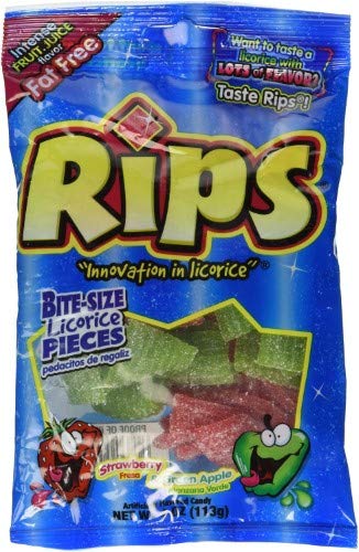 Strawberry & Green Apple Rips Candy - Pack of 6 | Sweet & Tangy Fruit Flavored Chewy Candy for Kids, Parties, Halloween Treats & Snacks