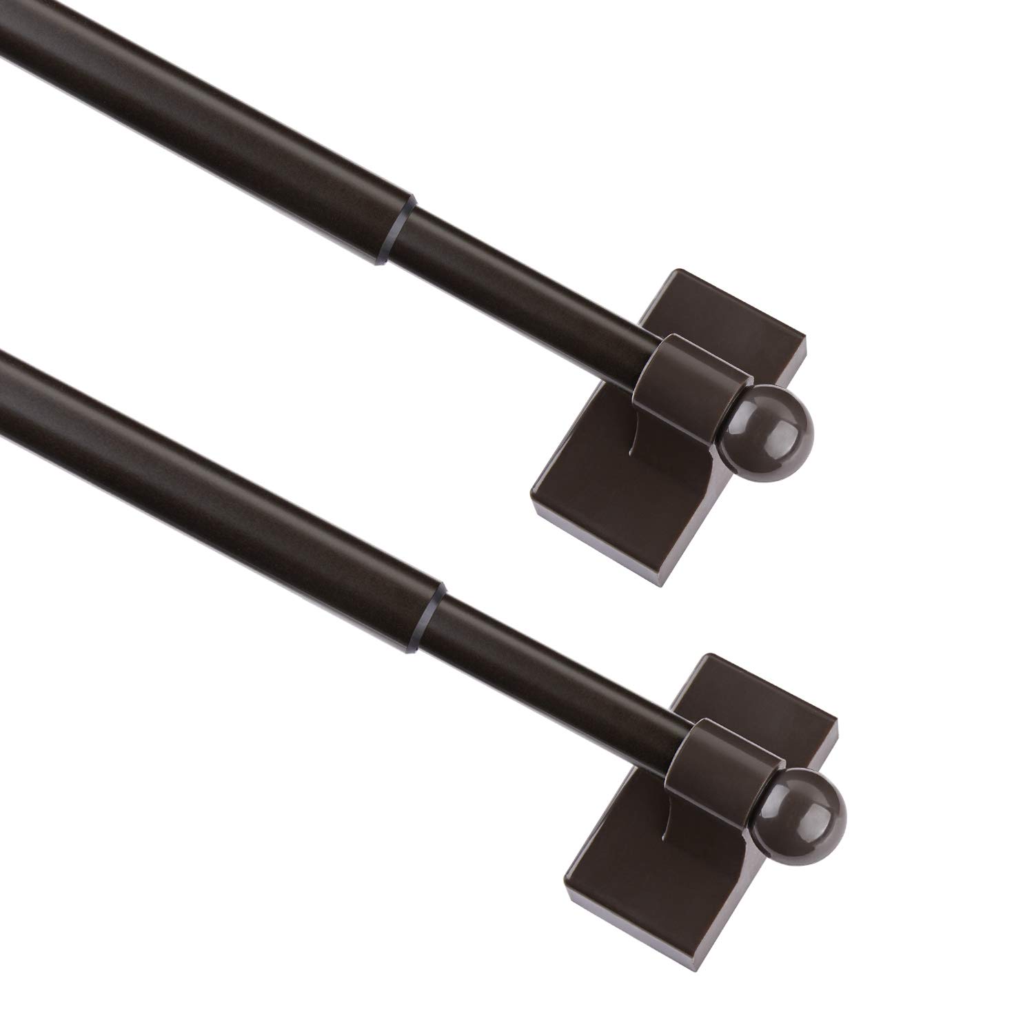 BOOM JOG Magnetic Curtain Rods - Adjustable 16-28 Inch, 1/2 Inch Diameter Metal Door Rods (2 Pack, Brown) - Perfect for Kitchen, Bathroom, RV & Appliance Doors