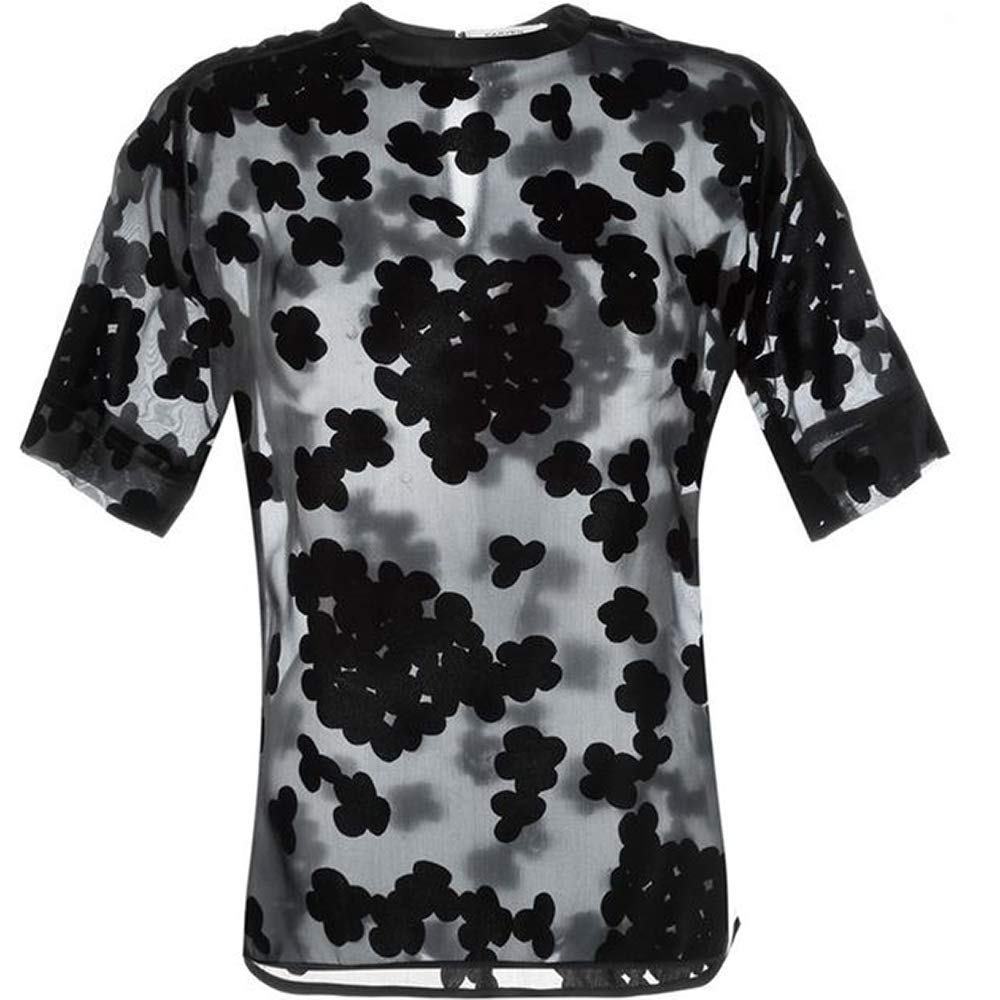 Carven Sheer Floral Organza Blouse for Women - Elegant Black See-Through Top for Party, Wedding & Evening Occasions
