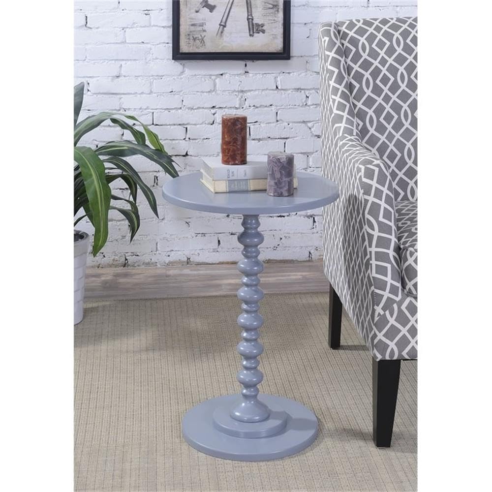 Home Square Palm Beach Spindle Table Set of 2 - Light Gray Wood Finish Side Tables for Living Room, Bedroom, or Patio Decor