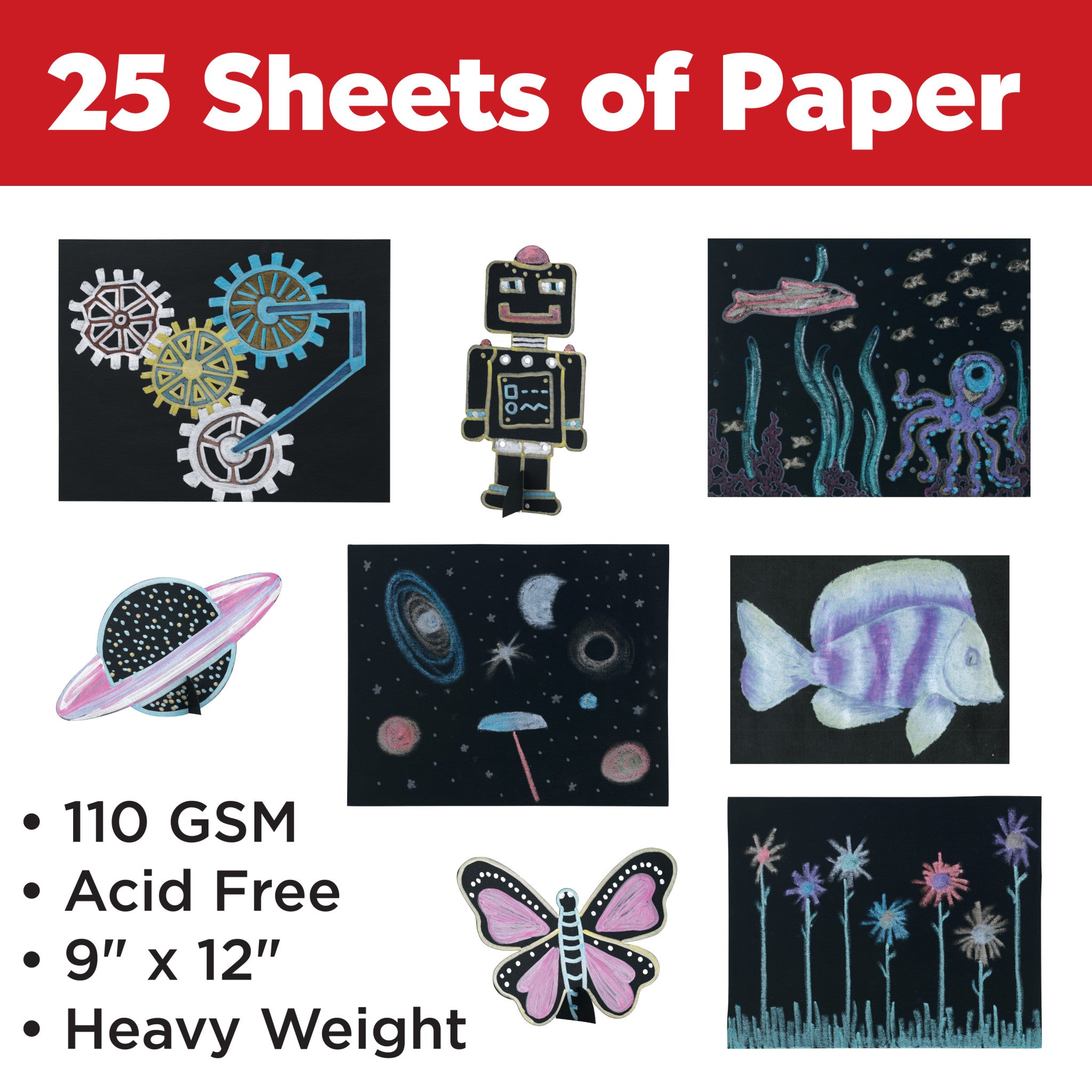 Premium Black Paper Sketch Pad - 50 Sheets for Artists & Drawing - Ideal for Charcoal, Pastel & Pencil Sketching - Perfect for Art Classes, Studio Work & Creative Projects #14563
