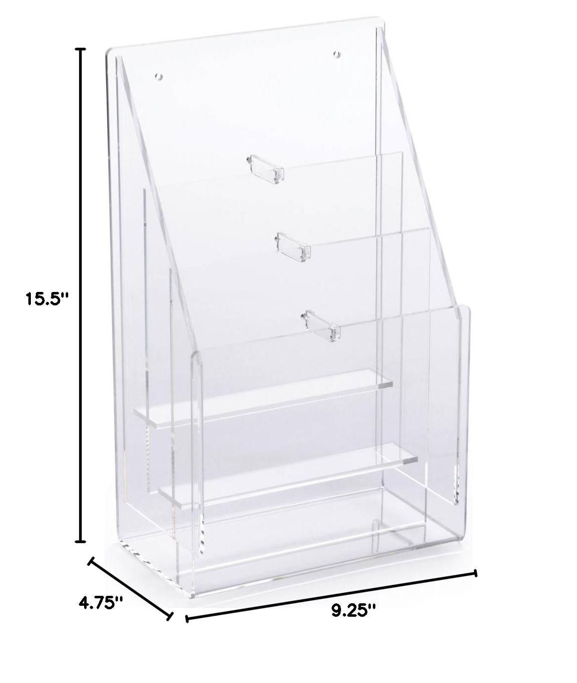 Clear Acrylic Pamphlet Rack with 6 Adjustable Pockets - Countertop & Wall Mount Brochure Holder for Offices, Retail Stores & Waiting Rooms - Durable Literature Display Stand by Displays2go
