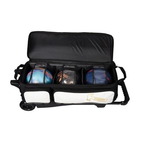 Hammer Vibe Triple Roller Bowling Bag - Black & White for Professional & Casual Bowling | Perfect for League Play & Practice Sessions