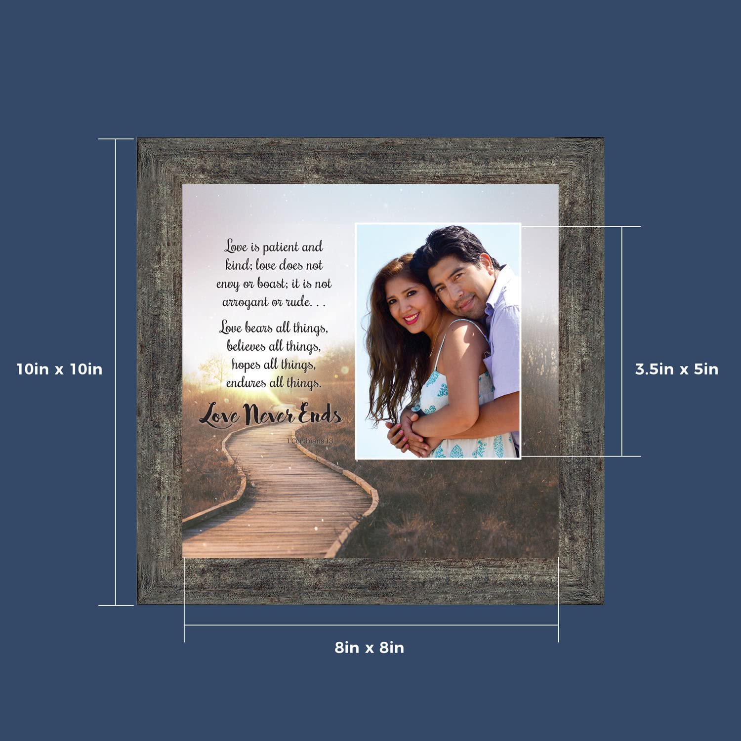Crossroads Home Décor Love Never Ends - Romantic Picture Frames for Couples, Best Friendship Gifts, Elegant 6360BW Frame for Anniversaries, Weddings & Home Decor