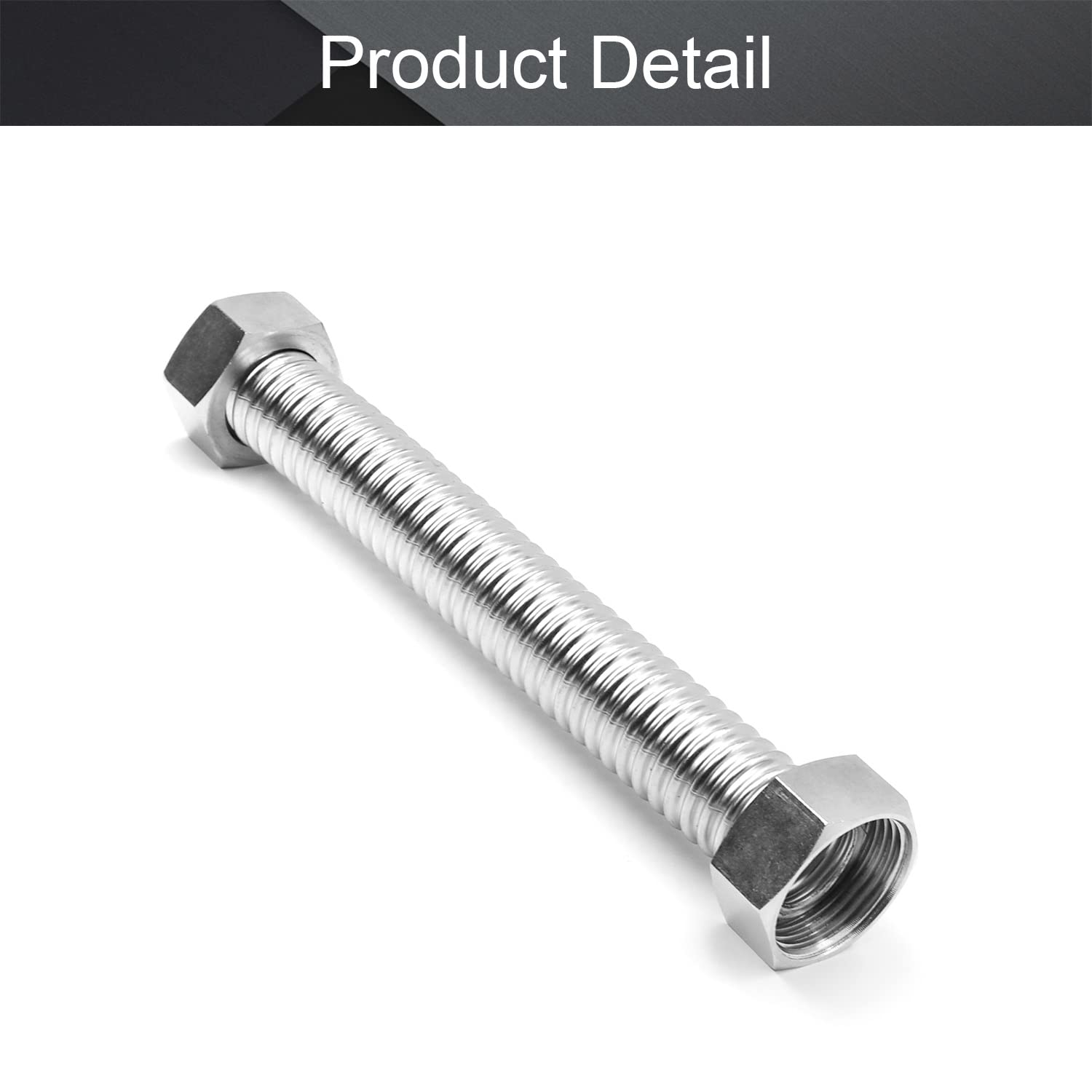 MroMax 1 Inch Faucet Pipe Connector - 304 Stainless Steel Plumbing Fitting for Hot Water Heater & Bathroom Sink - 8 Inch Corrugated Flexible Connector (1 Pack) - Perfect for DIY Plumbing Repairs and Bathroom Renovations
