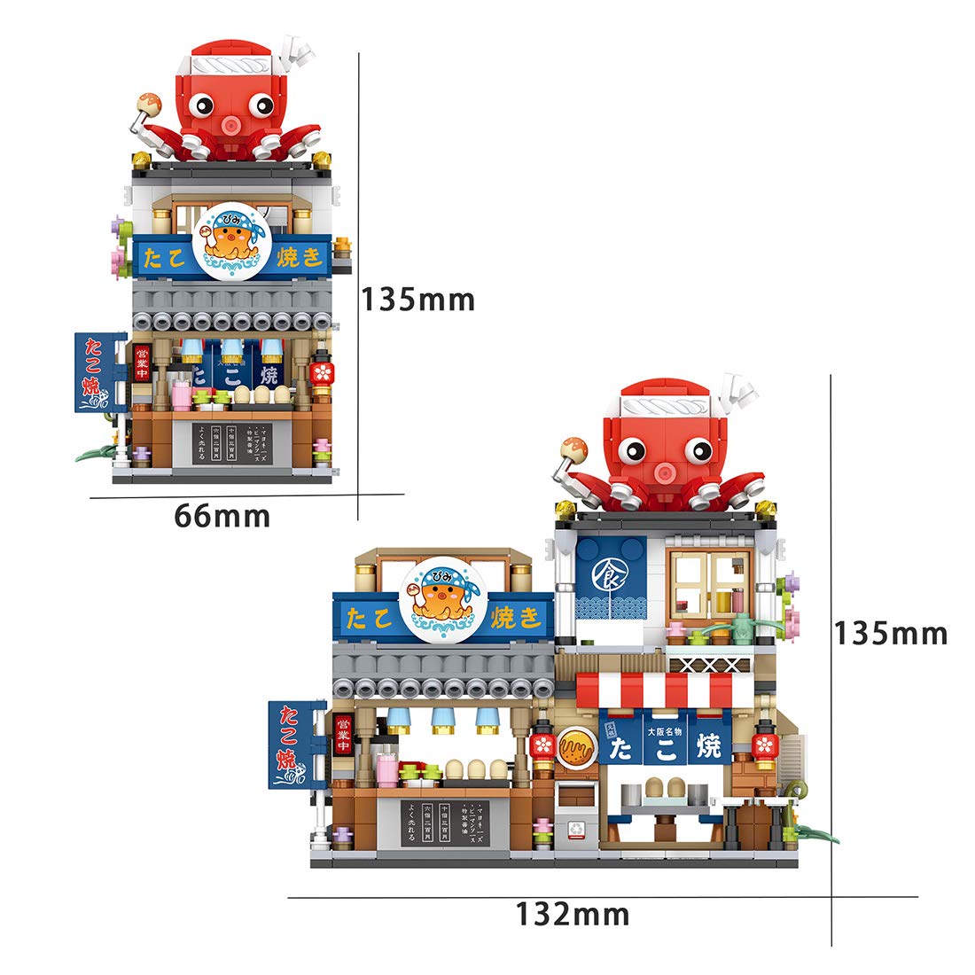 722-Piece Myste Architecture Building Blocks Set - Japanese Street View Takoyaki Shop & Modular Townhouse Model Kit | Creative Construction Toy for Adults & Kids | STEM Educational Gift for Home Decor & Display