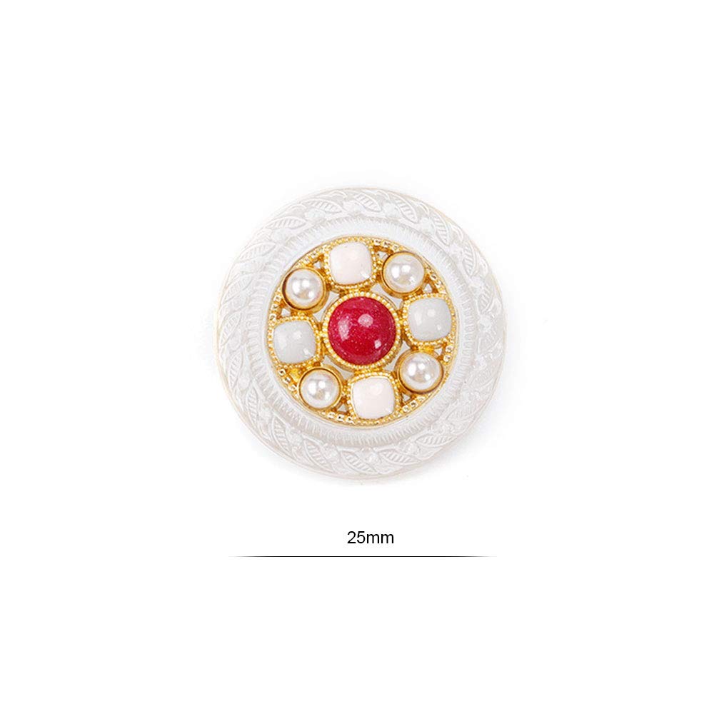 20 PCS Round Pearl Buttons with Shank - 1