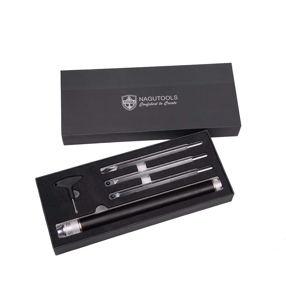 NAGU Shark Pro 3-Piece Carbide Wood Turning Tool Set with Quick Change Handle - Perfect for Woodturning, Lathe Projects & DIY Woodworking