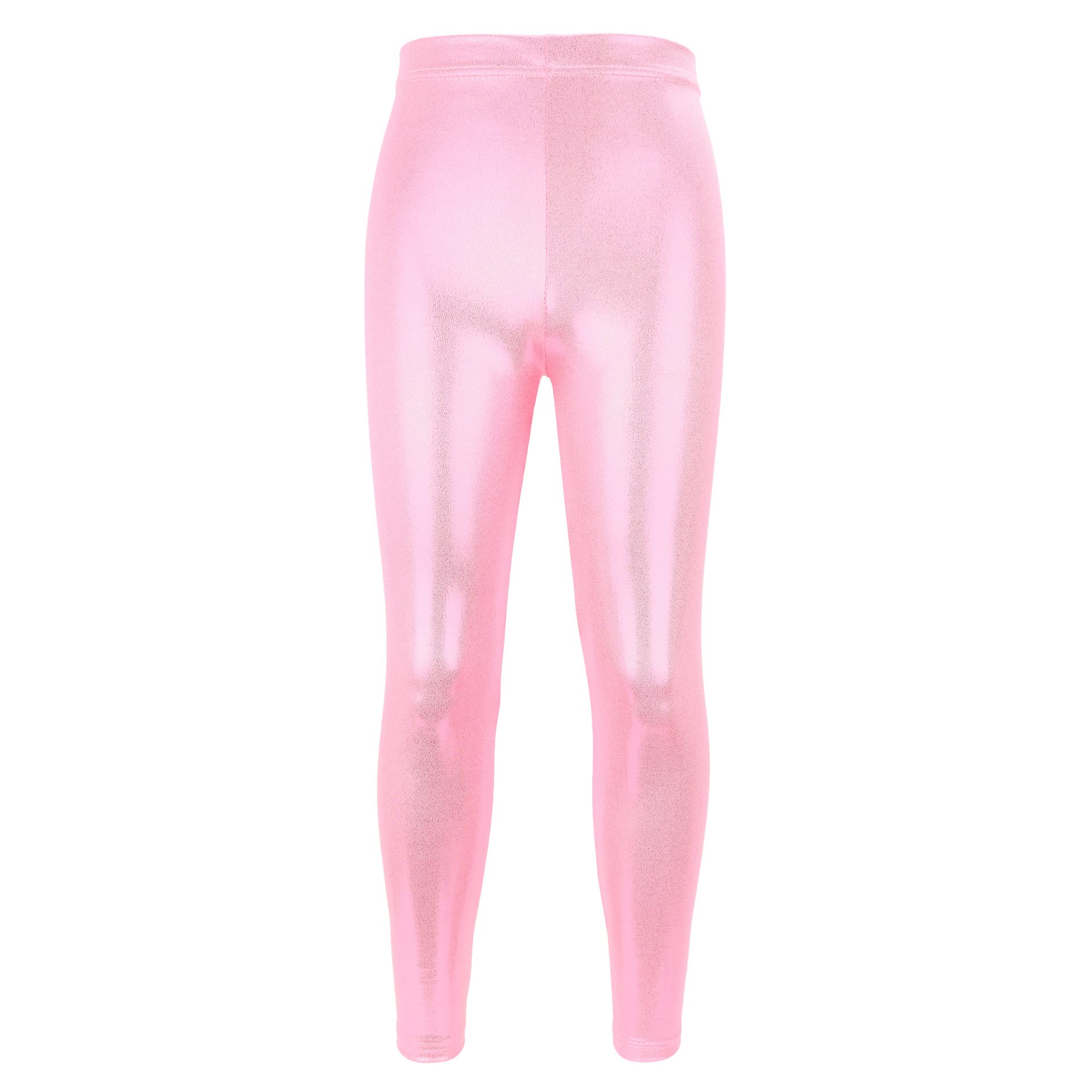 Kids Girls Shiny Metallic Dance Pants - Gymnastic Skinny Leggings for Performances, Costumes, and Dance Classes