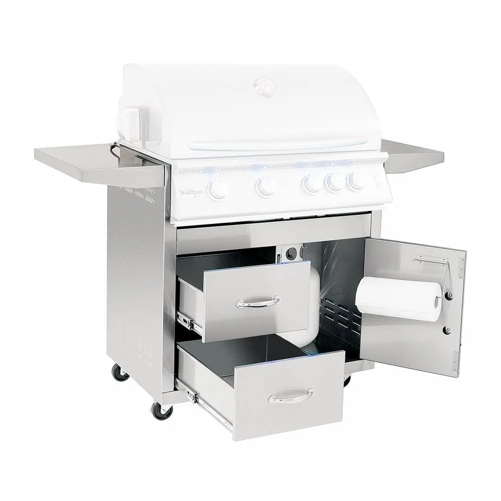 Summerset Grills Deluxe Cart for 32-inch Sizzler Gas Grill - Premium Outdoor BBQ Grill Cart Only | Perfect for Backyard, Patio & Tailgating Parties