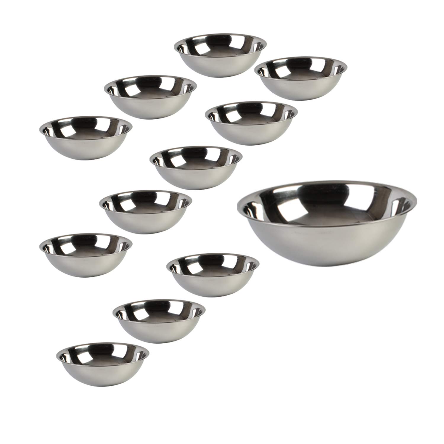 Premium 12-Piece Stainless Steel Mixing Bowl Set - Heavy Duty 16QT Commercial Grade for Baking, Cooking & Food Prep - Ideal for Professional Kitchens, Home Chefs & Large Batch Meal Preparation