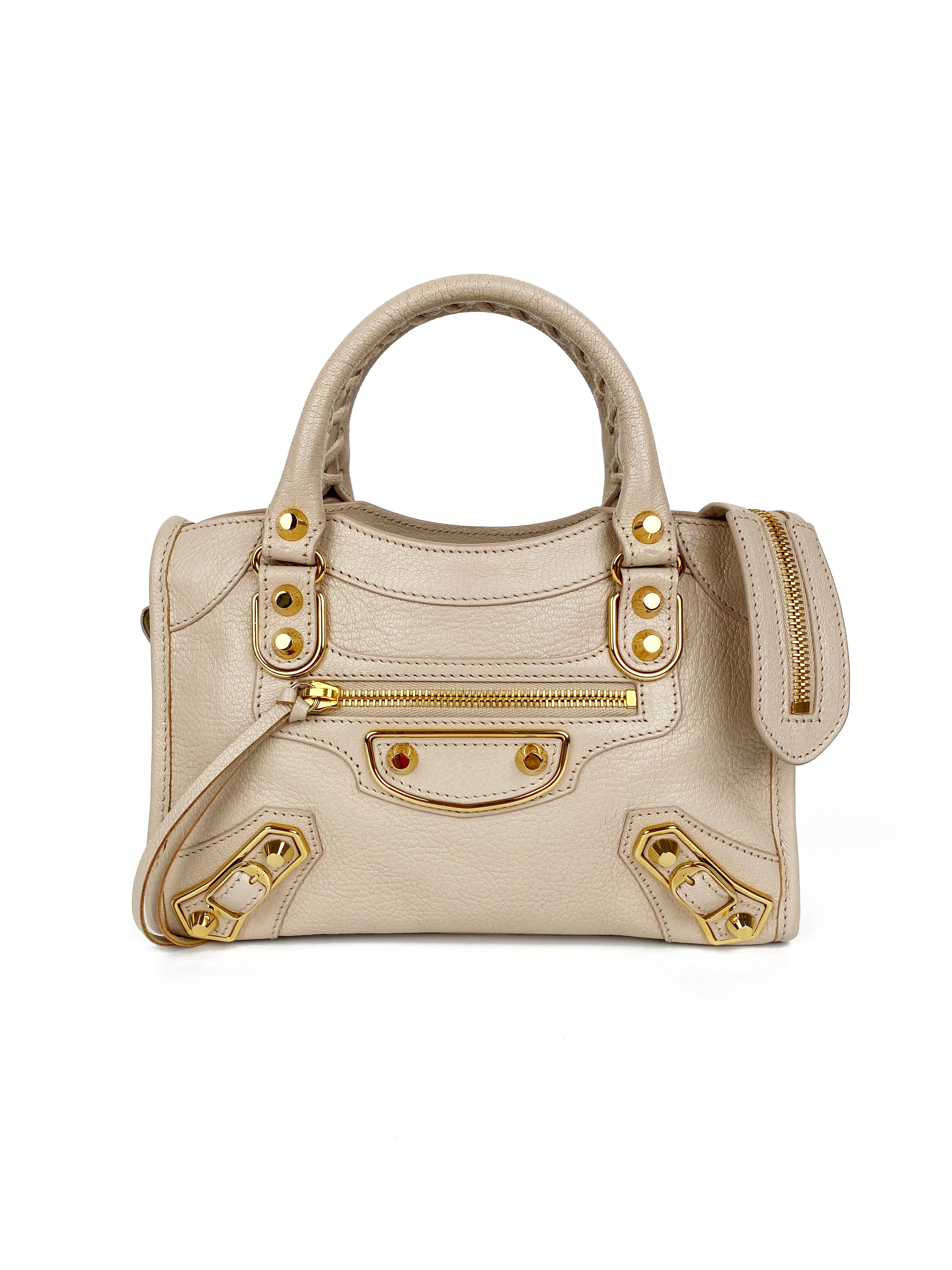 Balenciaga Cream Mini Classic City Bag - Luxury Crossbody Handbag for Women | Perfect for Date Night, Travel & Everyday Use