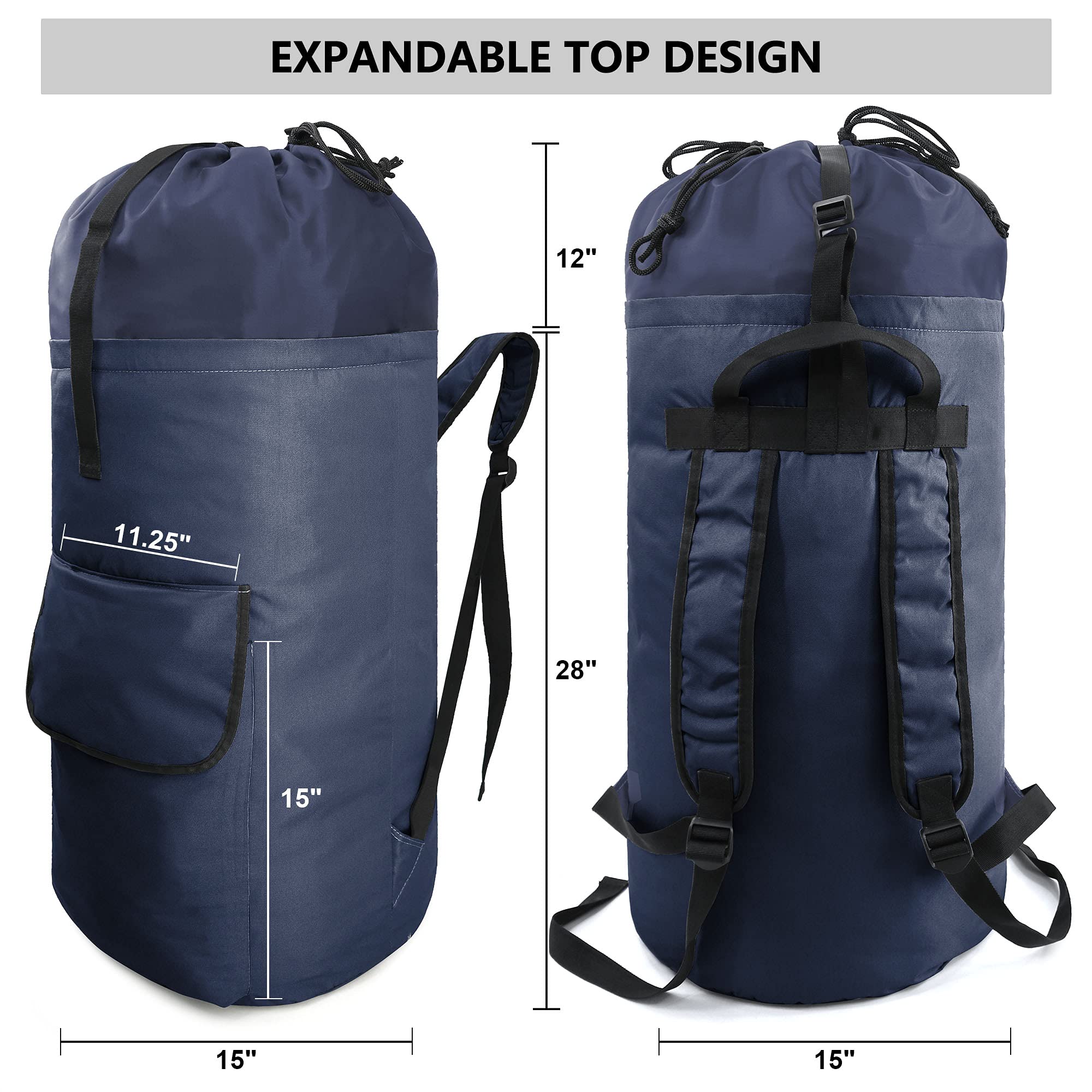 BeeGreen Extra Large Heavy Duty Laundry Backpack - Waterproof Travel Duffel Bag for Gym, Camping & College Dorm (50L Capacity)