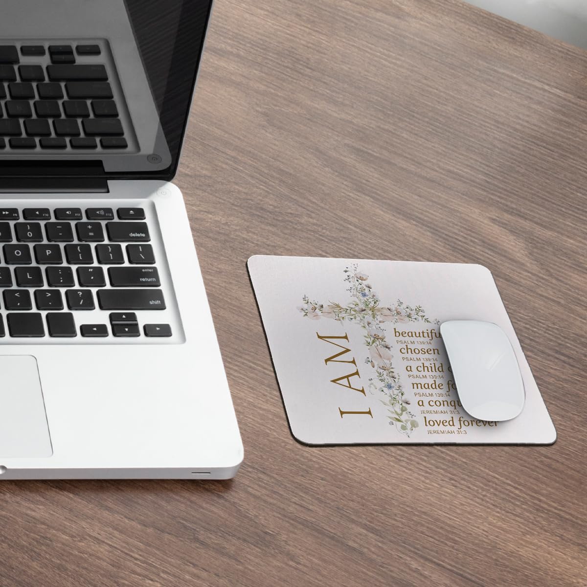 Christian Mouse Pad with Bible Verse - 9.5x7.9 Inch Non-Slip Desk Mat, Inspirational Scripture Gift for Women & Men - Perfect for Office, Home Computer, Prayer Desk & Bible Study Workspace