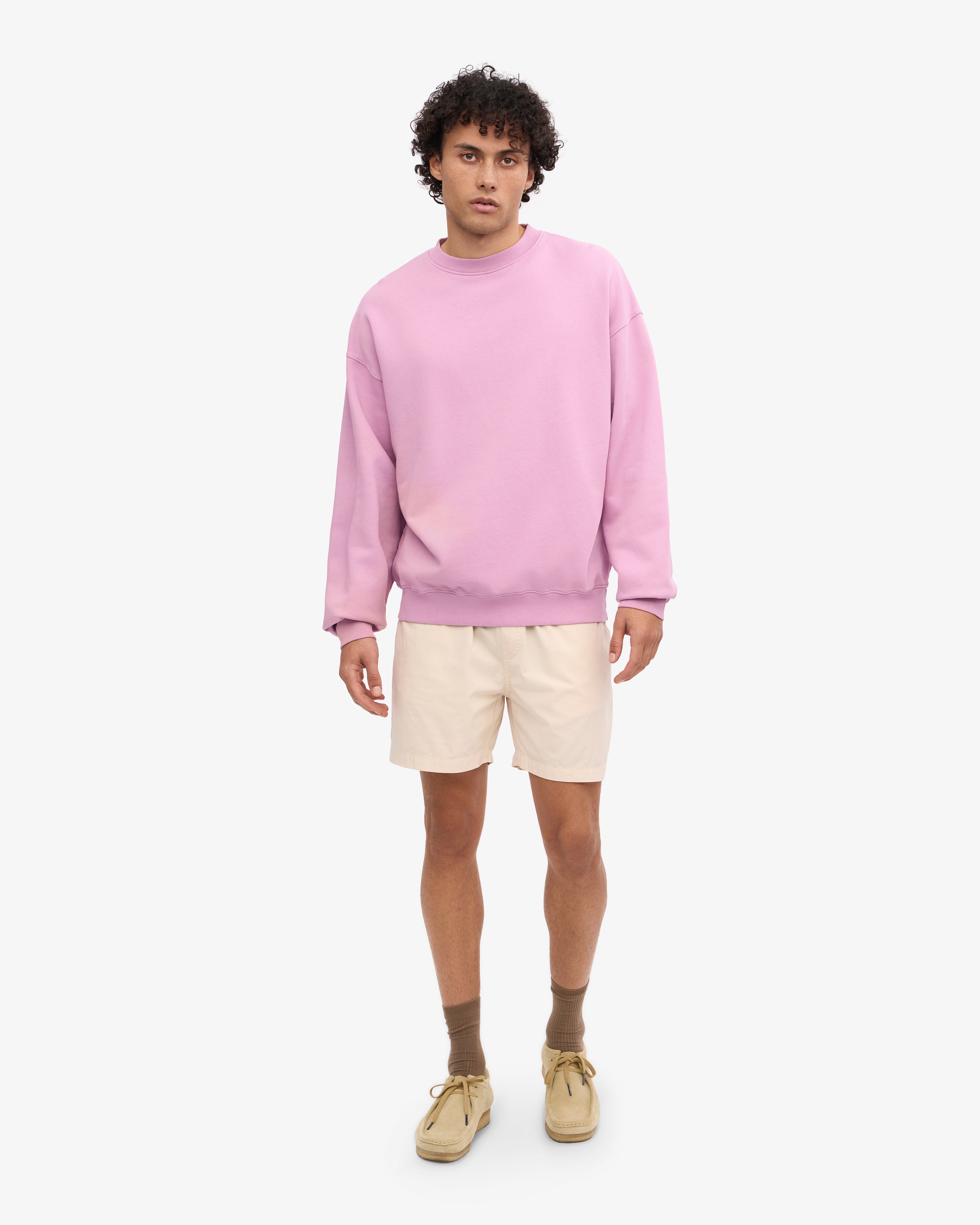 Organic Oversized Crewneck Sweatshirt - Soft Cherry Blossom Pink Pullover for Women | Cozy Loungewear, Casual Outfits & Spring Fashion