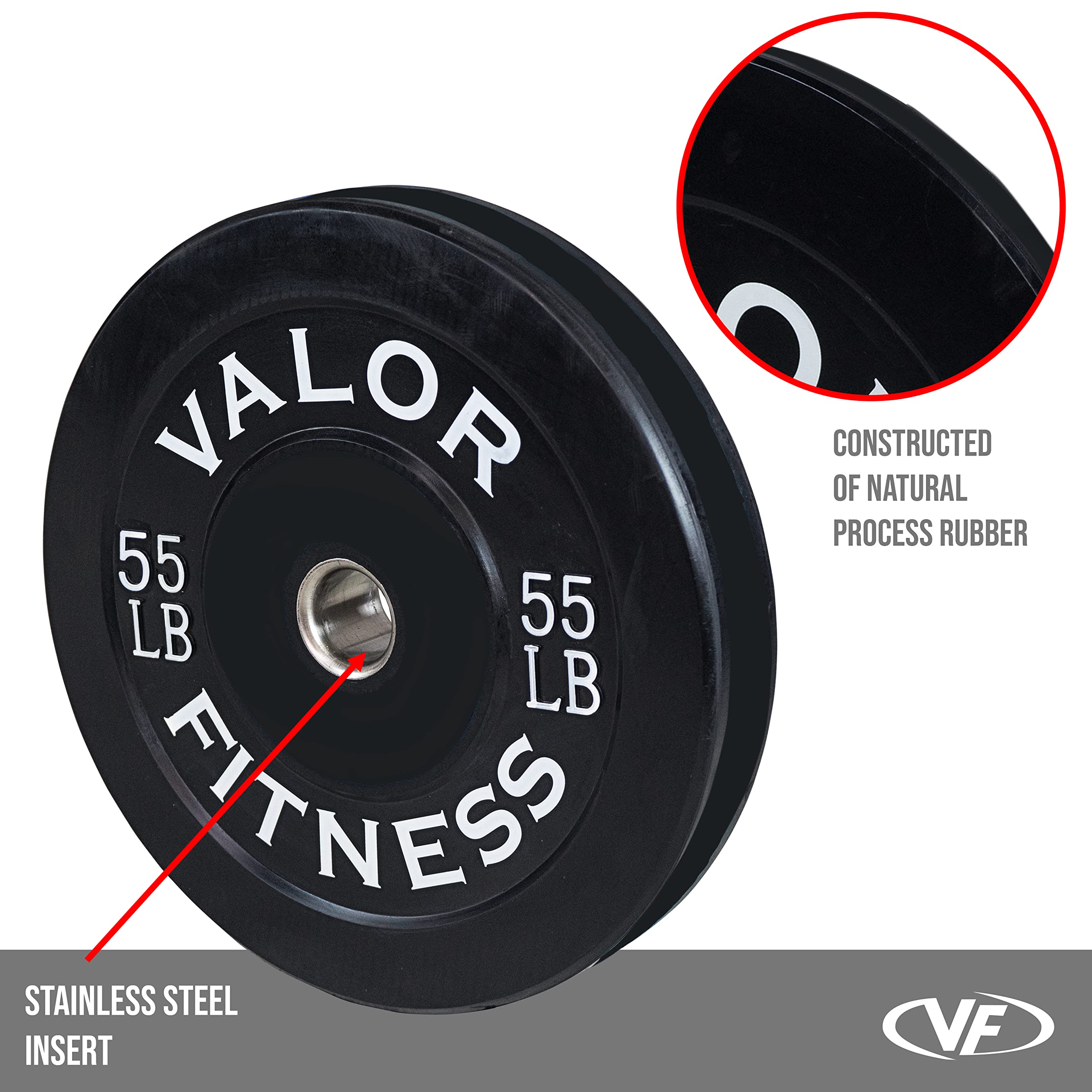 Valor Fitness BP Rubber Olympic Bumper Weight Plates Set - 10LB to 45LB for CrossFit, Powerlifting & Home Gym Strength Training - Durable Rubber Coated for Noise Reduction & Floor Protection - Perfect for Garage Gym, Commercial Fitness Centers & Weightlifting Competitions