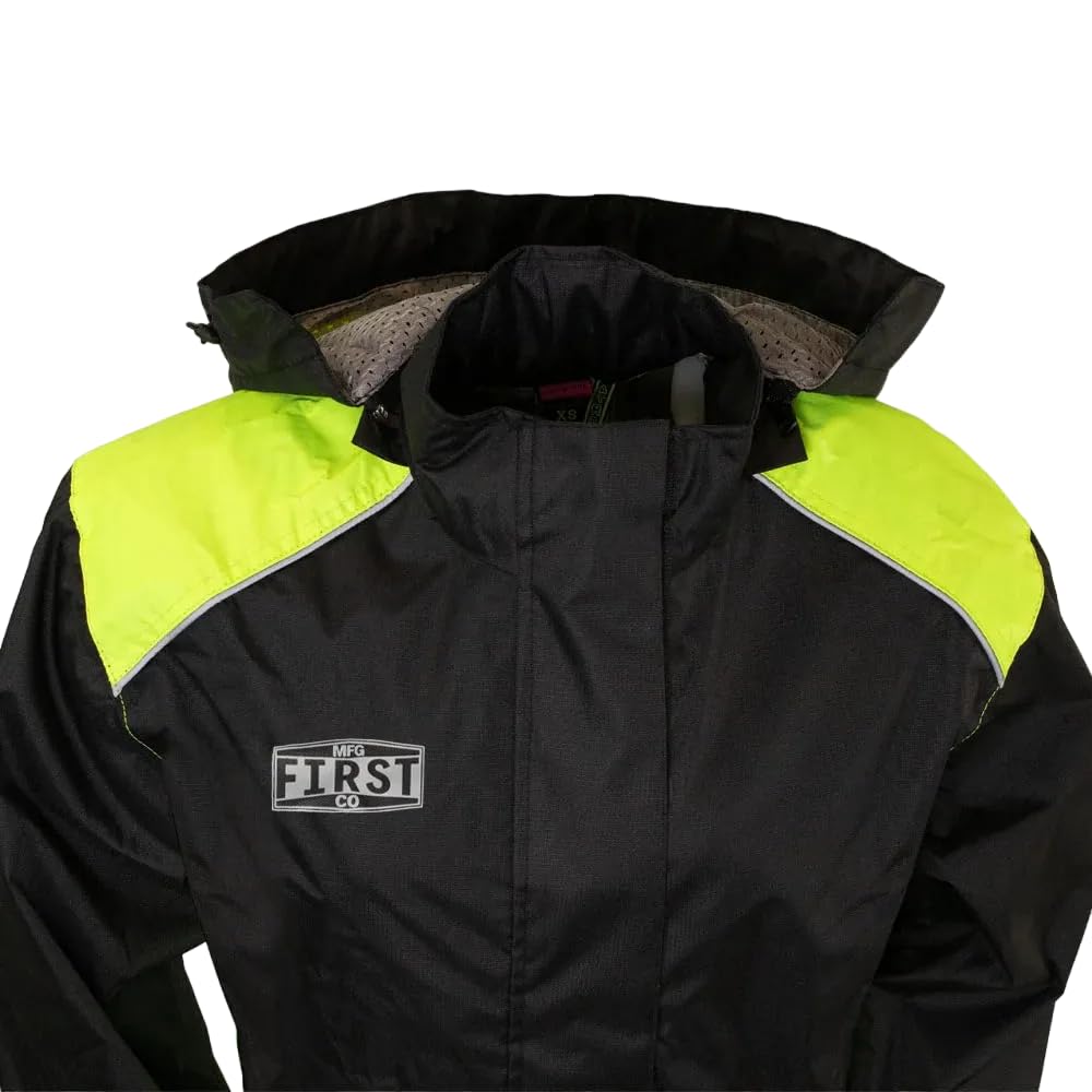 First Mfg Co Women's Motorcycle Rain Suit - Waterproof Ripstop Biker Riding Jacket & Pants Set for All-Weather Protection - Perfect for Commuting, Touring & Outdoor Adventures