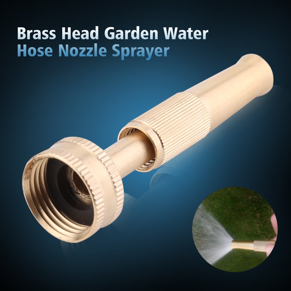 Heavy Duty Brass Garden Hose Spray Nozzle - Adjustable High Pressure Water Spray Gun for Yard, Lawn, and Car Washing | Perfect for Gardening, Cleaning, and Outdoor Watering Tasks