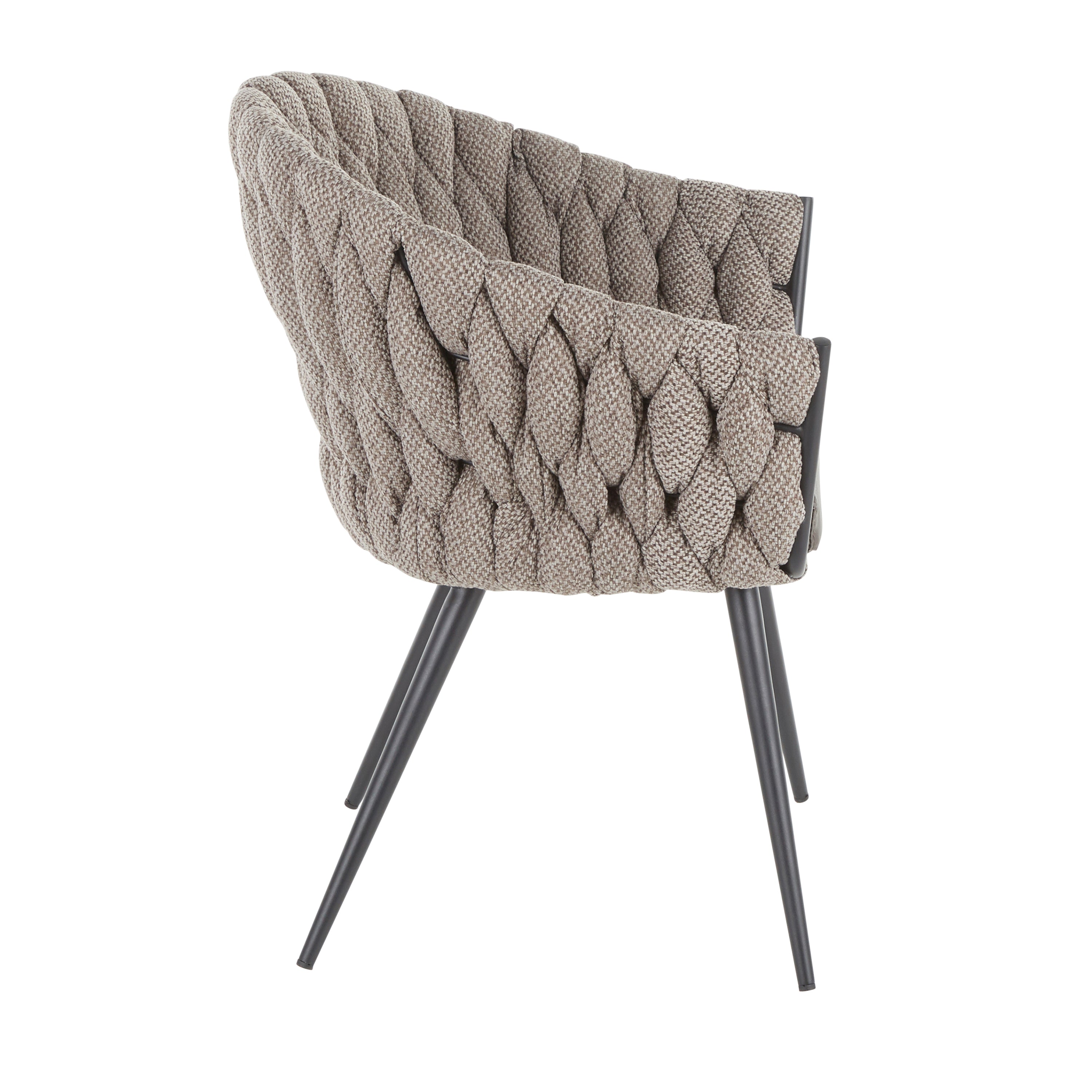LumiSource Black Metal Braided Matisse Contemporary Chair with Grey Faux Leather & Fabric - Modern Accent Chair for Living Room, Office, or Dining Room Decor