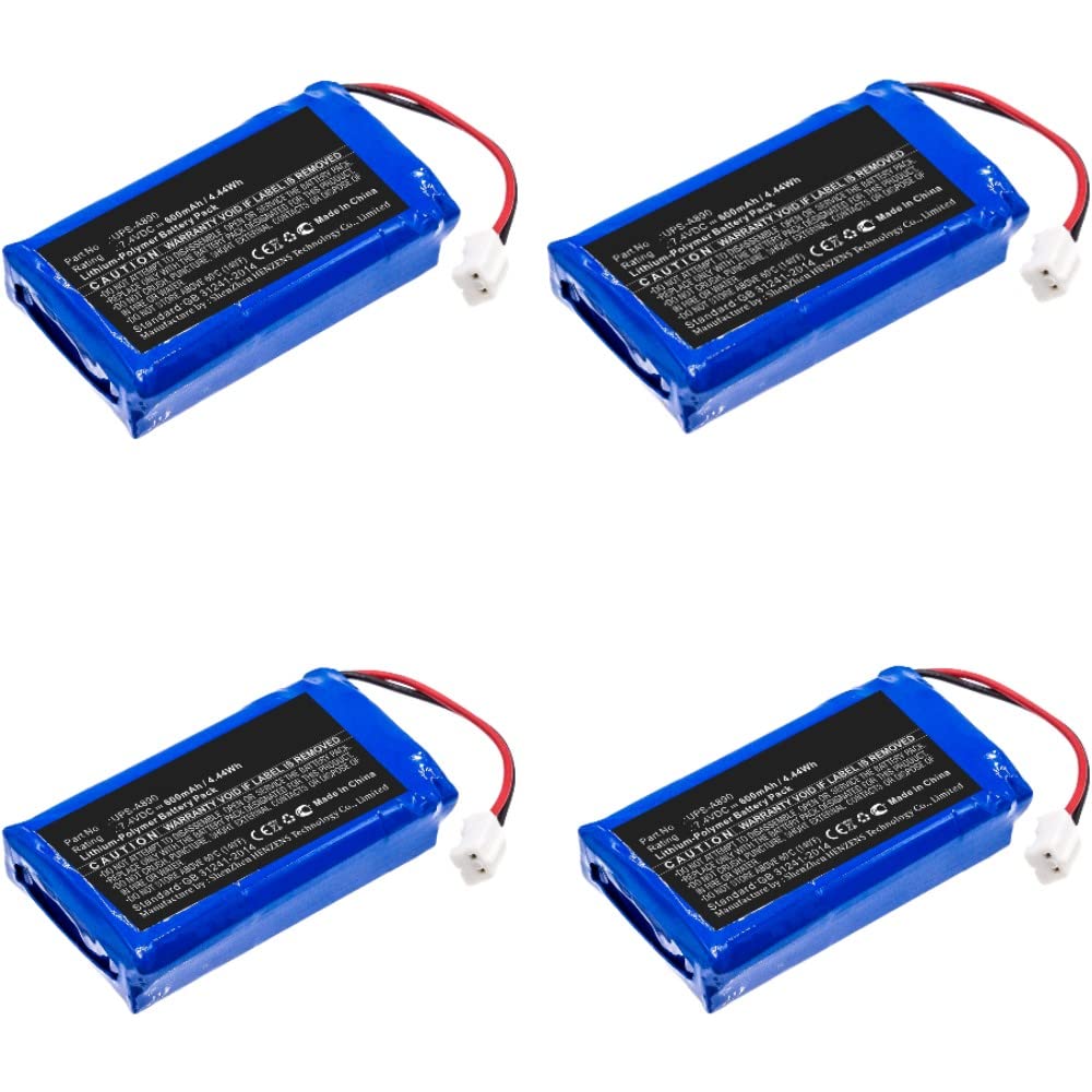 Synergy Digital Alarm System Batteries - 7.4V 600mAh Li-Pol Replacement for Chuango WS-108 & UPS-A890 (4-Pack) | Home Security & Emergency Backup Power Solution