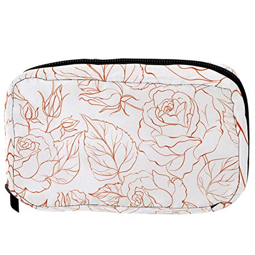 Inhomer Women's Travel Toiletry Bag - Rose Floral Cosmetic Makeup Pouch & Organizer with Multiple Pockets - Perfect for Travel, Gym, Camping & Daily Essentials Storage