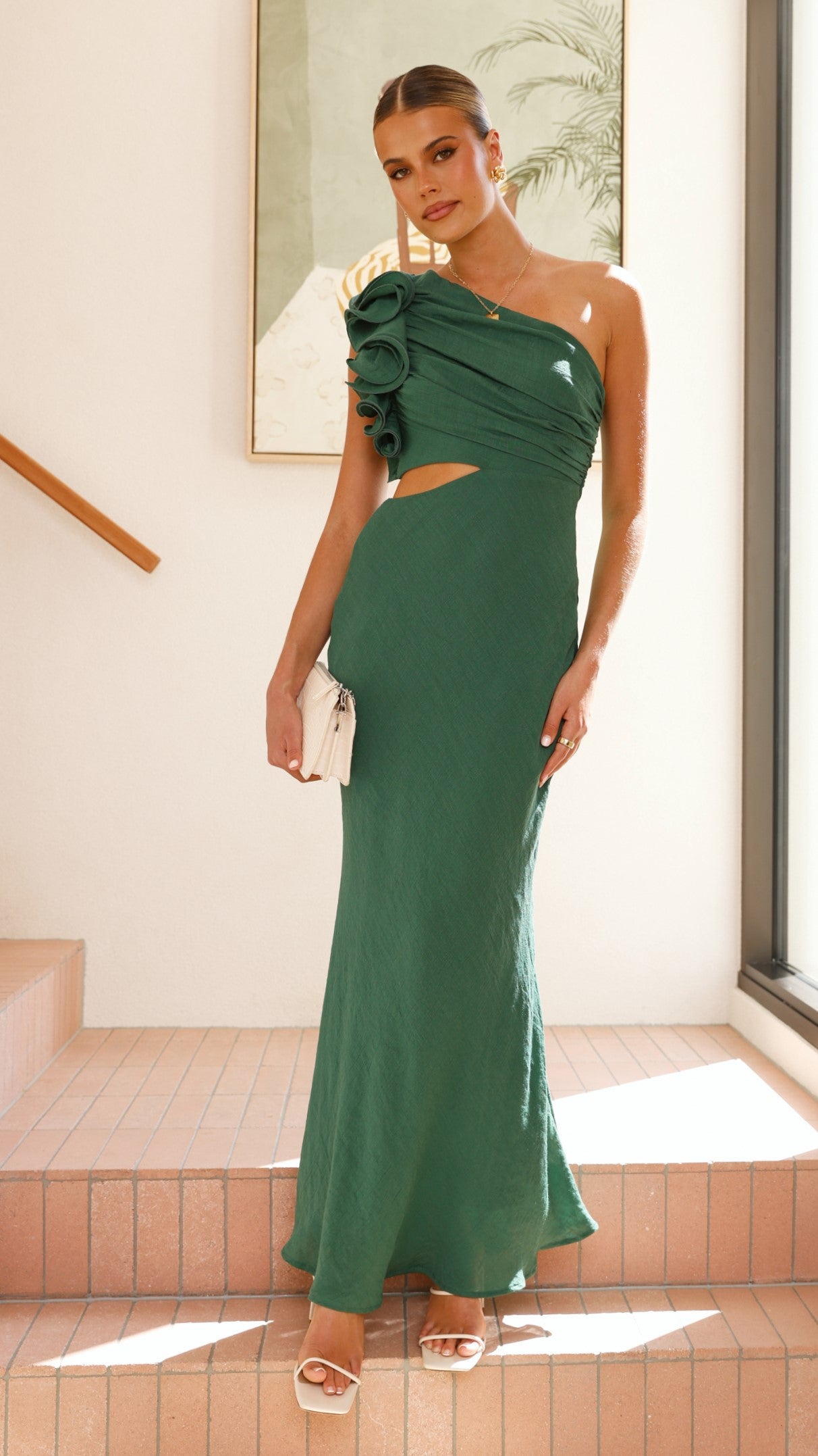Amina Maxi Dress in Forest Green - Elegant Long Flowy Dress for Women, Perfect for Summer, Beach, and Casual Outings