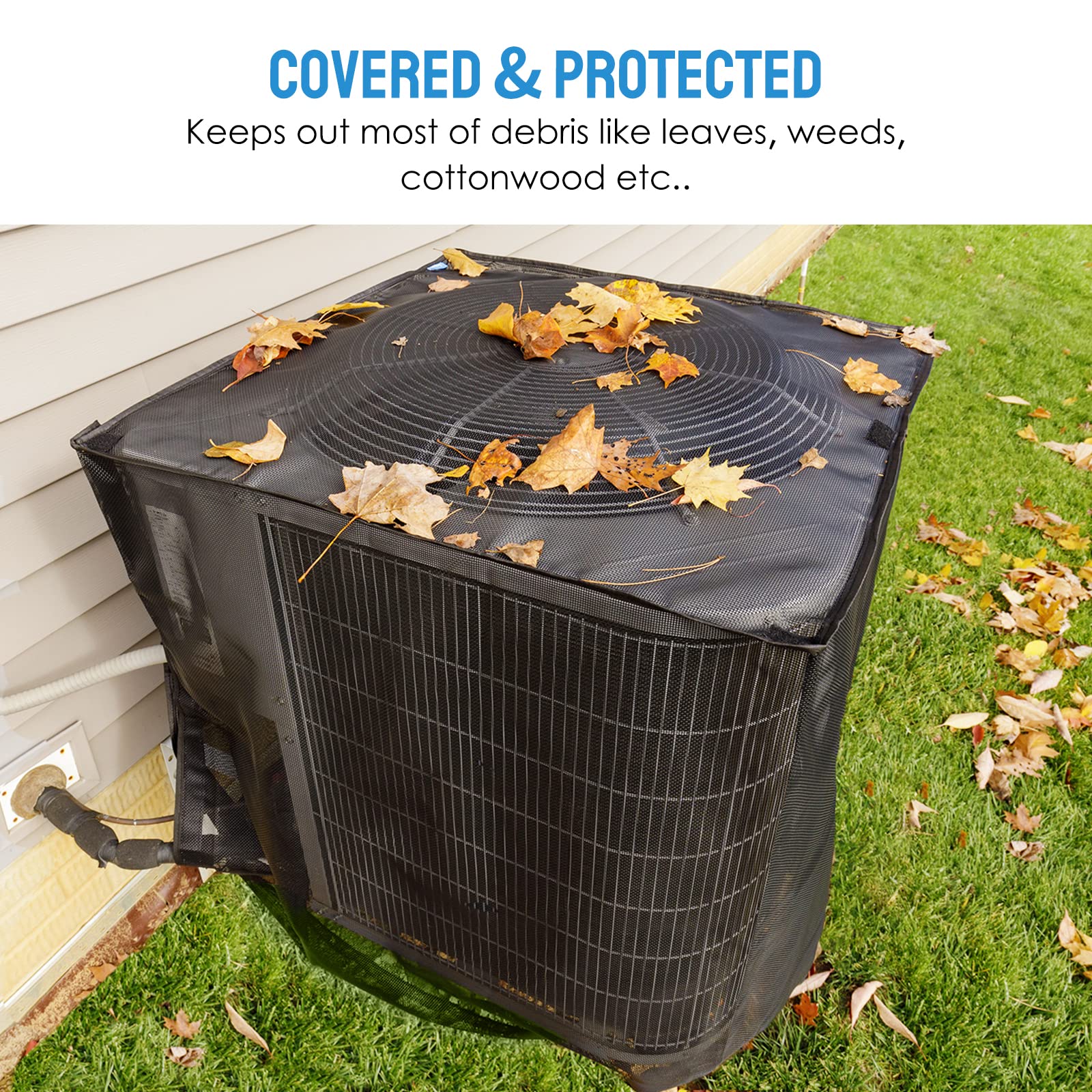 Breathable All-Season Air Conditioner Cover with Detachable Waterproof Top - 28 x 28 x 32 Inch Full Mesh AC Unit Protector for Leaves, Weeds, Cottonwood & Debris - Perfect for Outdoor Central AC Protection in Winter & Summer