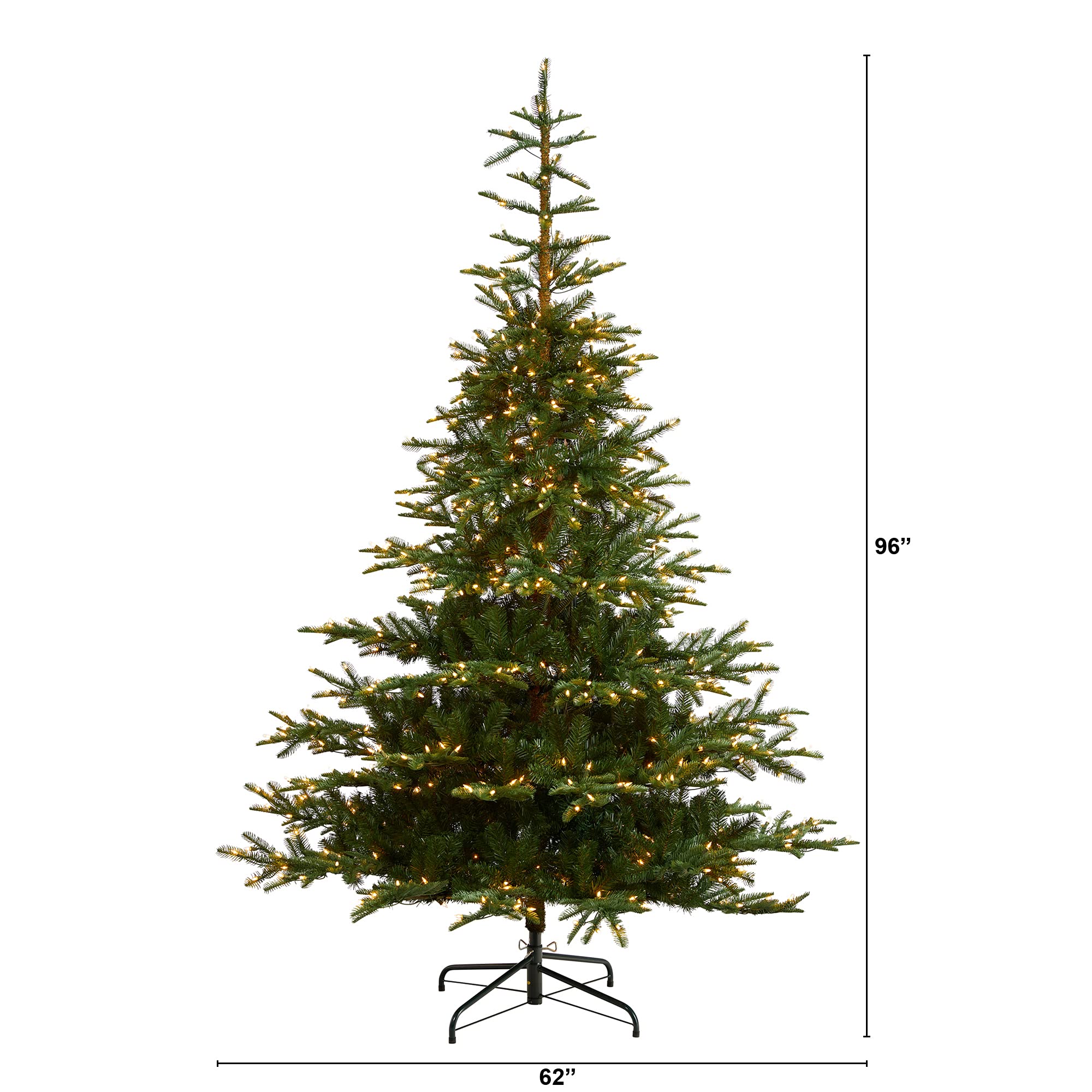 Nearly Natural 8ft Pre-Lit Artificial Christmas Tree - 650 Clear LED Lights & 1561 Bendable Branches | Realistic Washington Spruce Design for Holiday Home Decor, Office & Party Decoration
