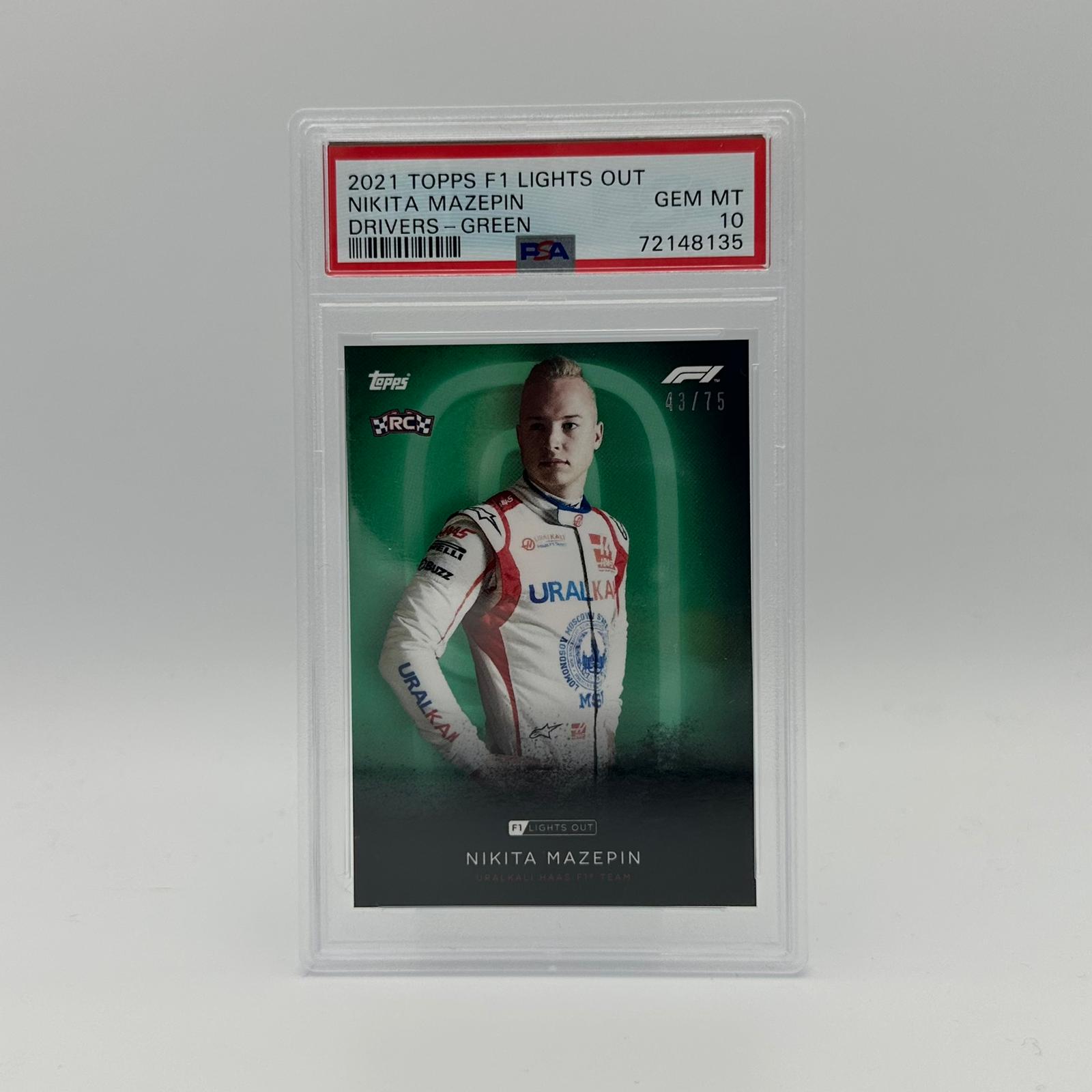 PSA 10 Graded 43/75 Nikita Mazepin Green Parallel Racing Card - Perfect for Collectors, Sports Memorabilia & F1 Racing Fans