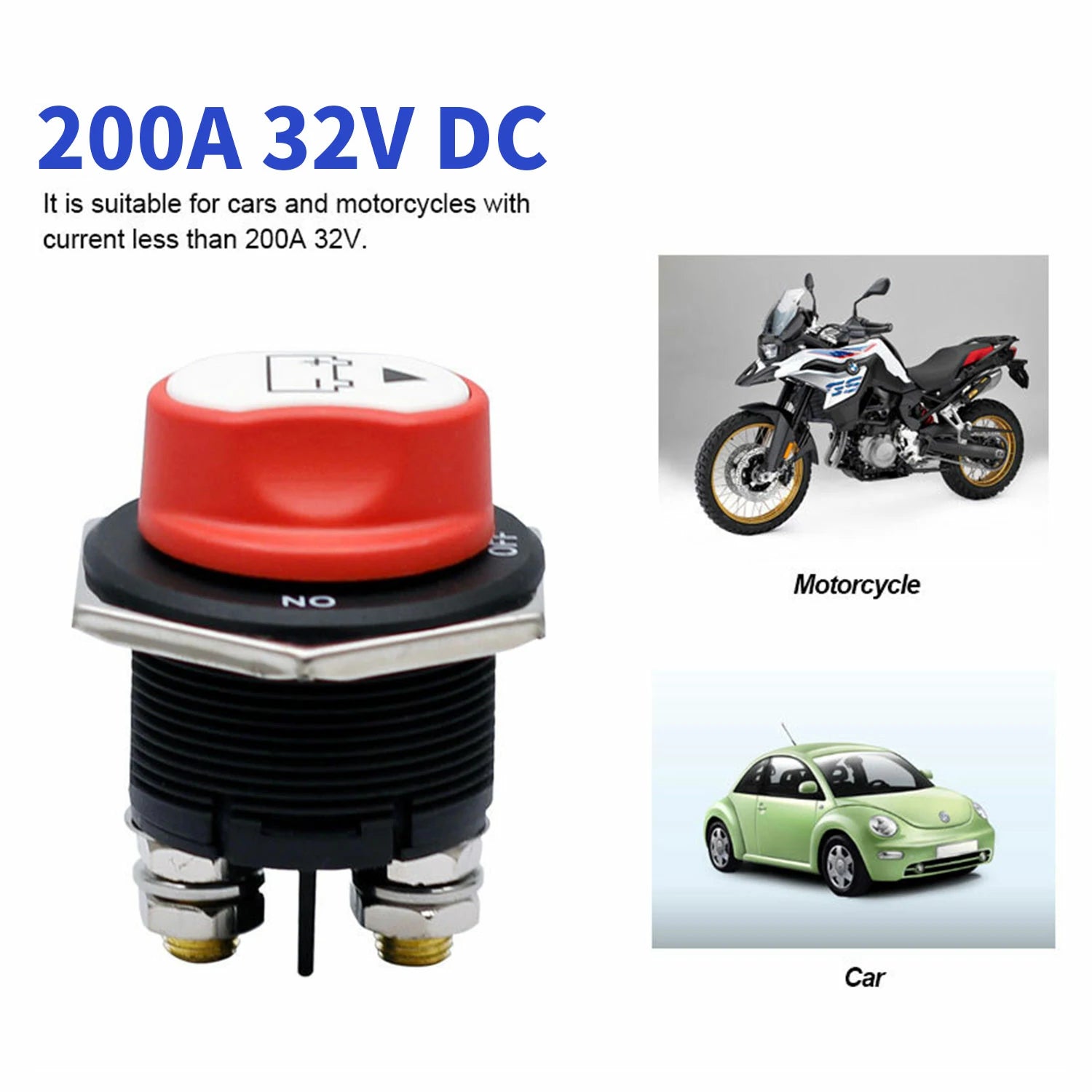 200A Battery Switch - Heavy Duty On/Off Power Disconnect for Marine, RV, and Automotive Use - Perfect for Boats, Campers, and Off-Grid Systems