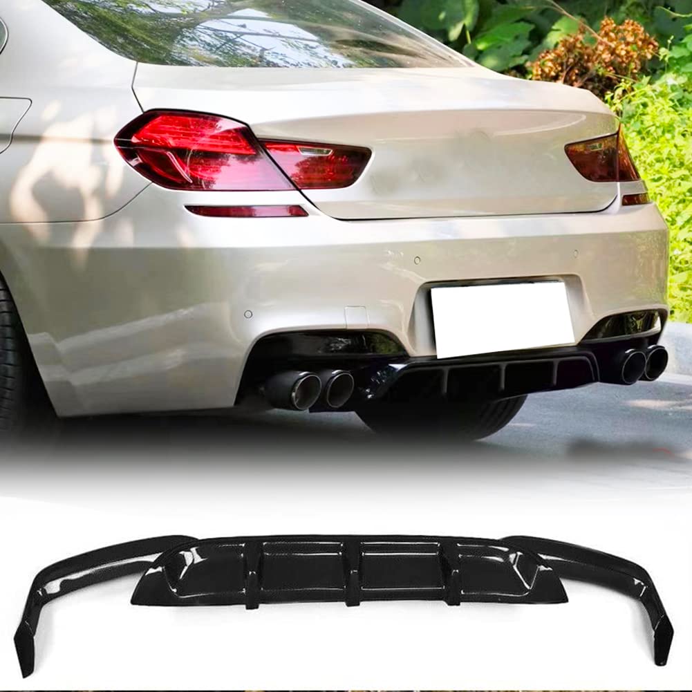 BMW 6 Series F06 F12 F13 Rear Diffuser Spoiler - Gloss Black Bumper Cover Lower Lip Valance Protector for 640i 650i M Sport M6 (2013-2018) | Enhances Aerodynamics & Sporty Look for Street Racing & Car Shows