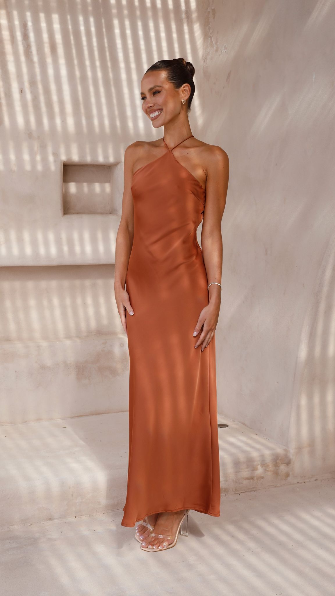 Chiara Maxi Dress in Copper - Elegant Long Flowy Dress for Women, Perfect for Weddings, Parties & Summer Outfits