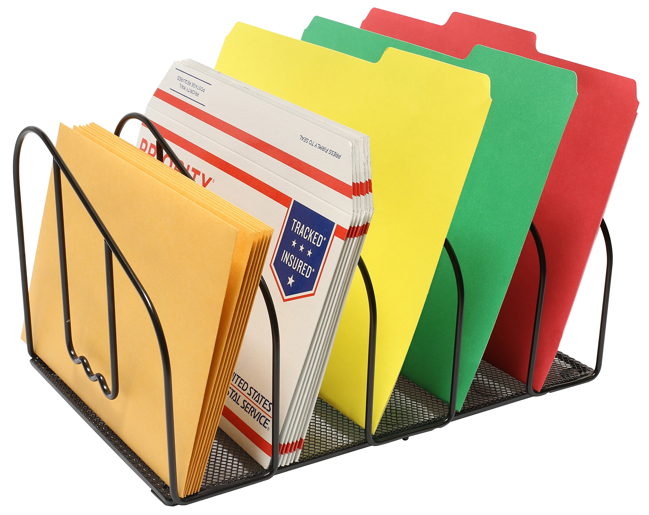 Deco Brothers 5-Section Black File Sorter Organizer for Desk - Perfect for Office, Home, and School Paper Organization