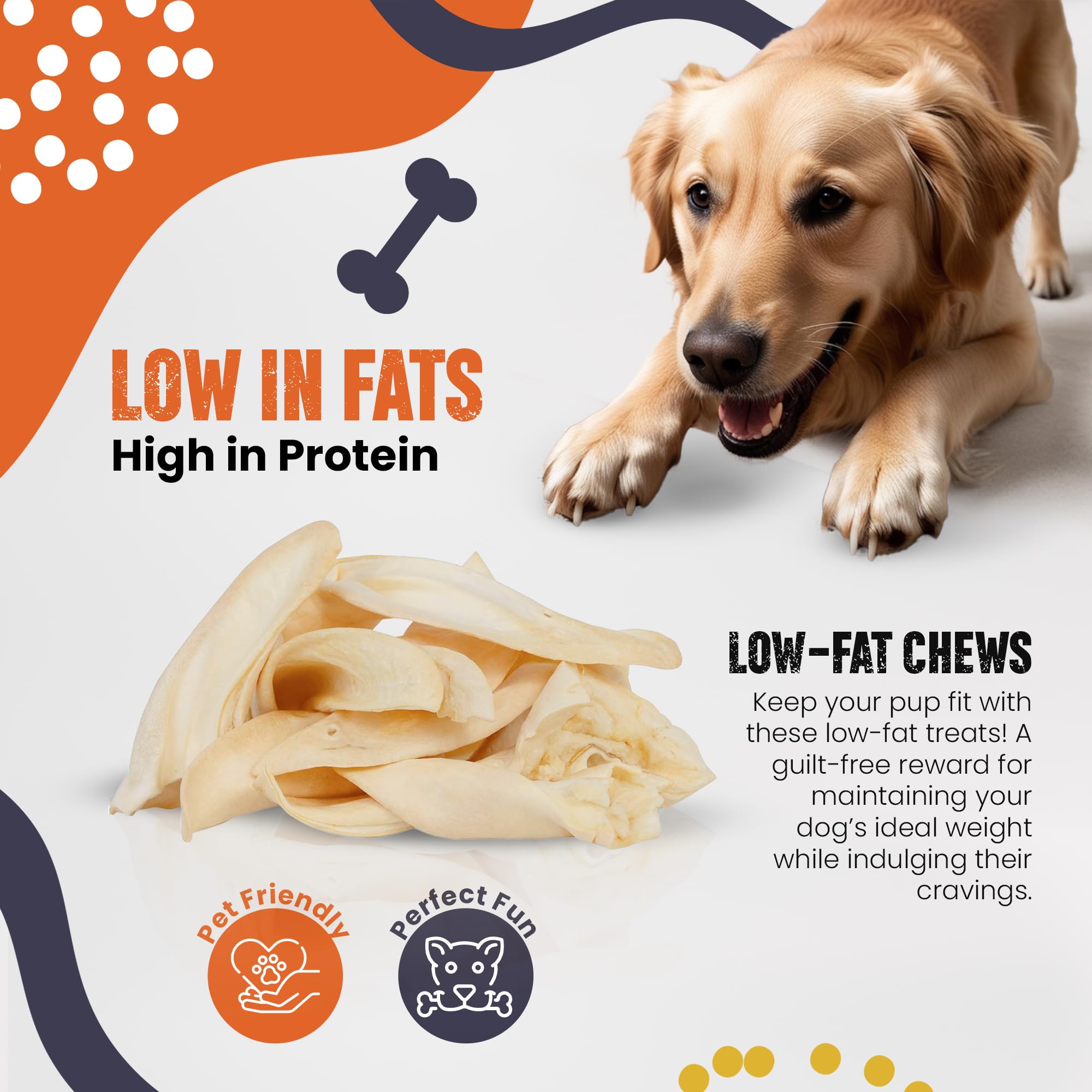 Natural Lamb Ear Dog Treats – Grain-Free, Dental Health Chews for Pets – 8 Count – Perfect for Training & Anxiety Relief