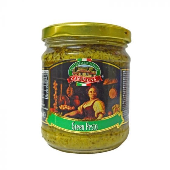 Organic Basil Pesto Sauce with Cheese & Peanuts - 180g Jar | Authentic Italian Flavor for Pasta, Pizza & Sandwiches | Gluten-Free & Vegan-Friendly