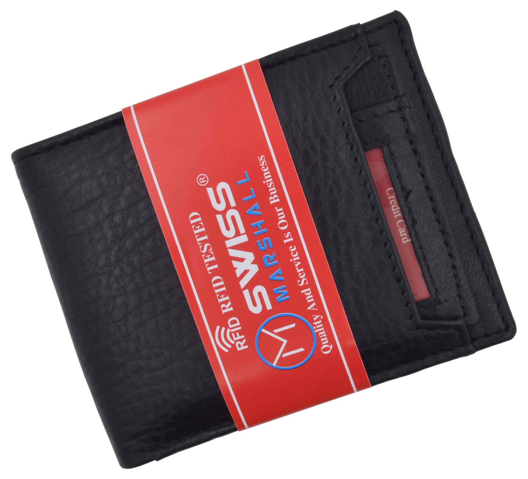 Premium RFID-Blocking Leather Bifold Wallet for Men - Slim Black Genuine Leather Wallet with Removable ID Card Holder - Perfect for Travel, Business & Everyday Use