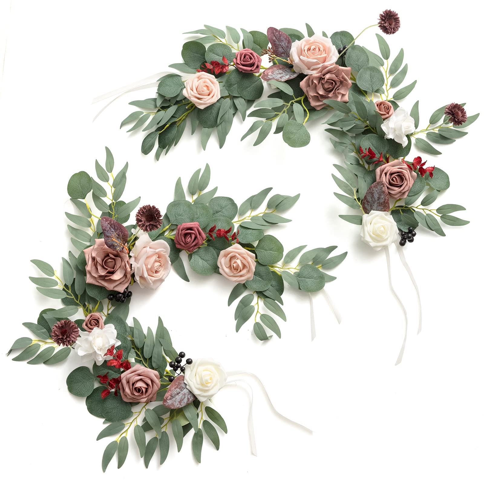 Handcrafted Rose Flower Garland - Floral Arrangements for Wedding, Table Centerpieces, Floral Runner & Lantern Wreath Decor (Pack of 6) - Perfect for Wedding Decorations, Bridal Showers & Home Décor