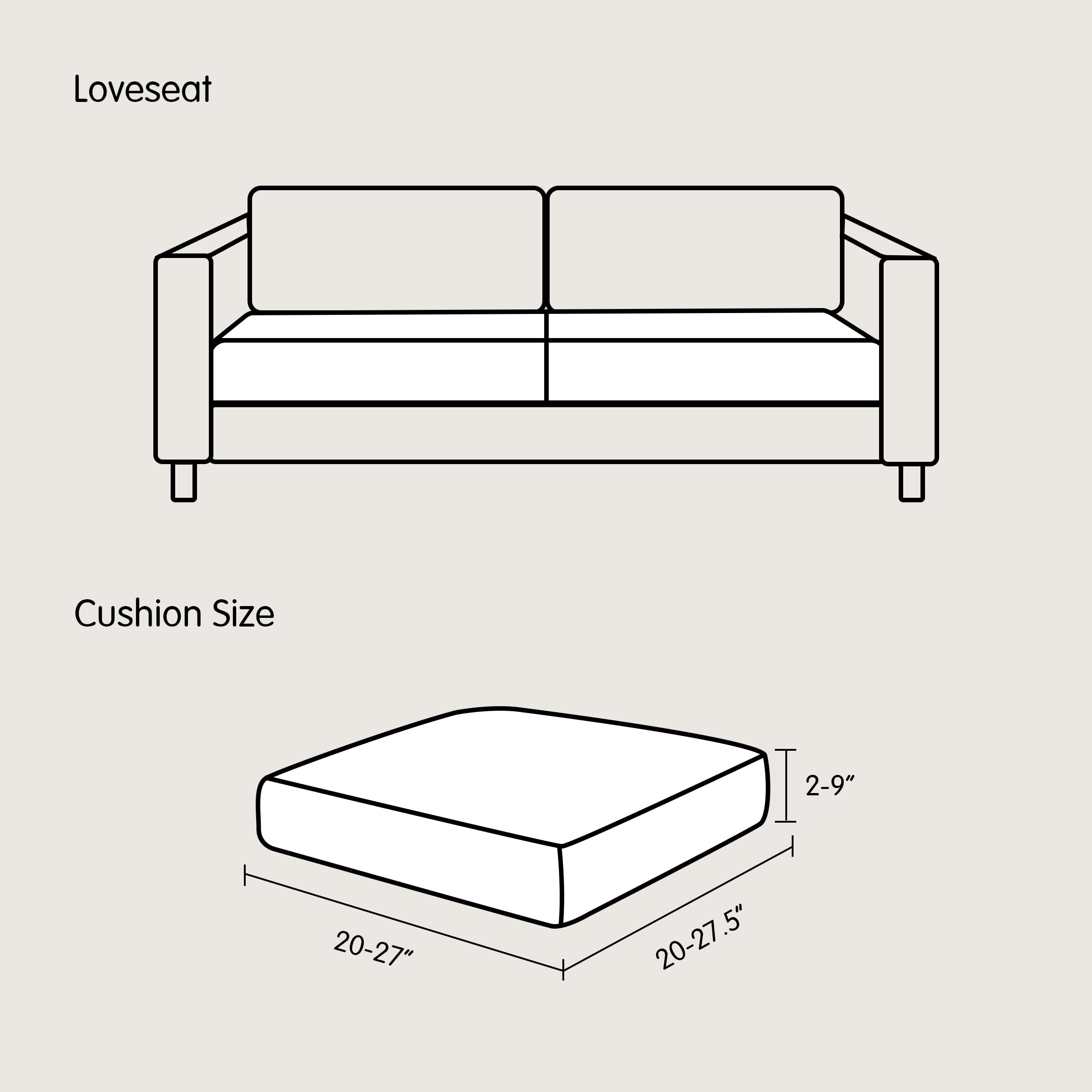 SUBRTEX Stretch Couch Cushion Covers - 2 Pack Elastic Spandex Slipcovers for Sofa, Loveseat, Chair & RV Seats - Sand Color Furniture Protector | Perfect for Home, Office & Travel Use