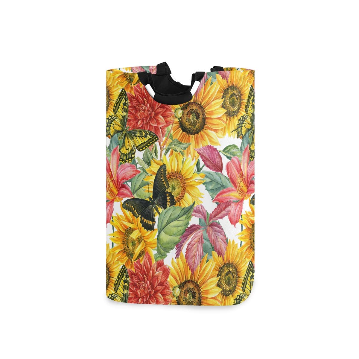 Foldable Collapsible Laundry Bag with Handles - Butterfly & Sunflower Pattern Hamper Basket for Bathroom Organization, Laundry Room Storage & Decor | Perfect for College Dorms, Travel & Home Use