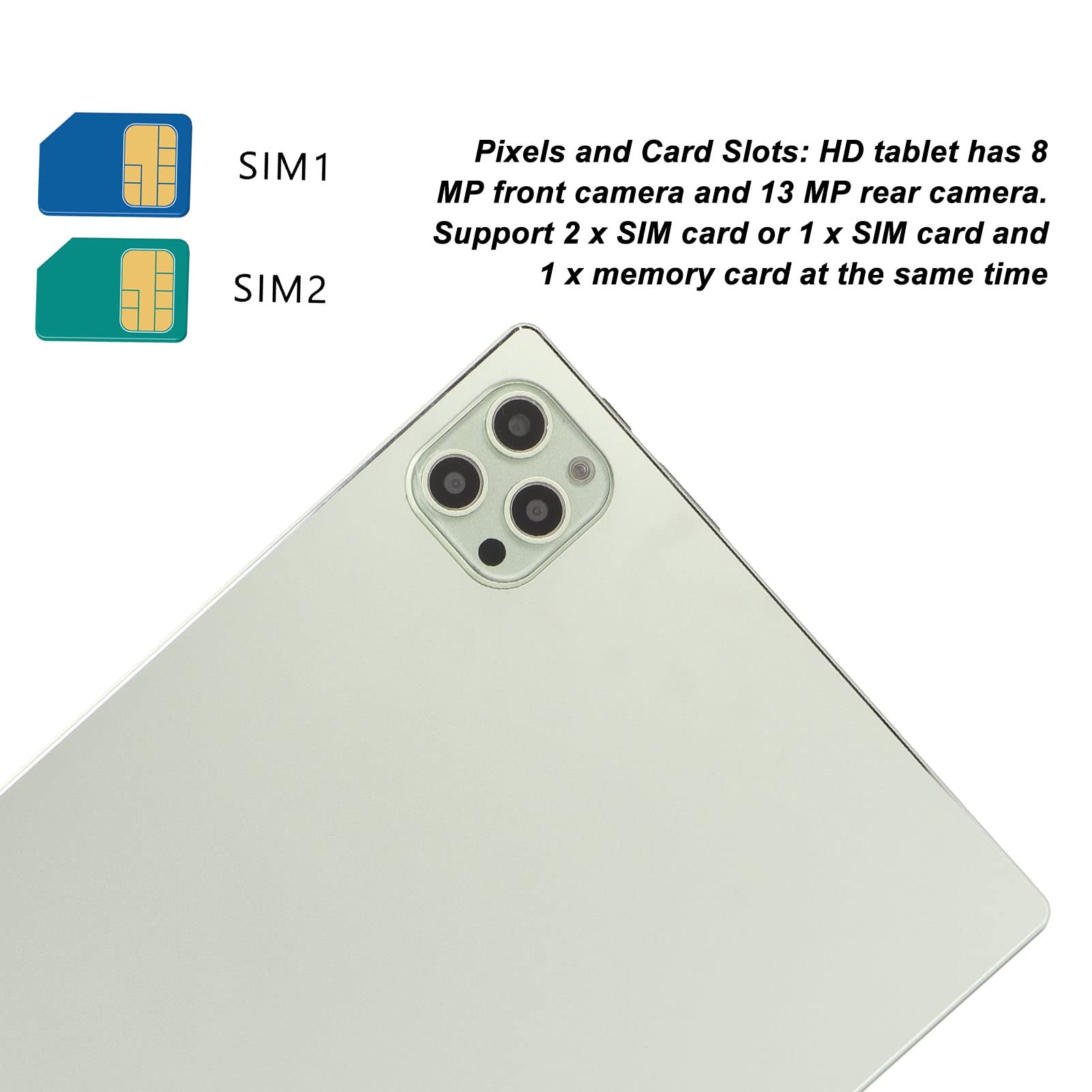 10.1 Inch Android Gaming Tablet - 256GB ROM, 10GB RAM, WiFi & 4G LTE Dual SIM - 3200x1440 HD Display - Light Green - Perfect for Mobile Gaming, Streaming & Business Use