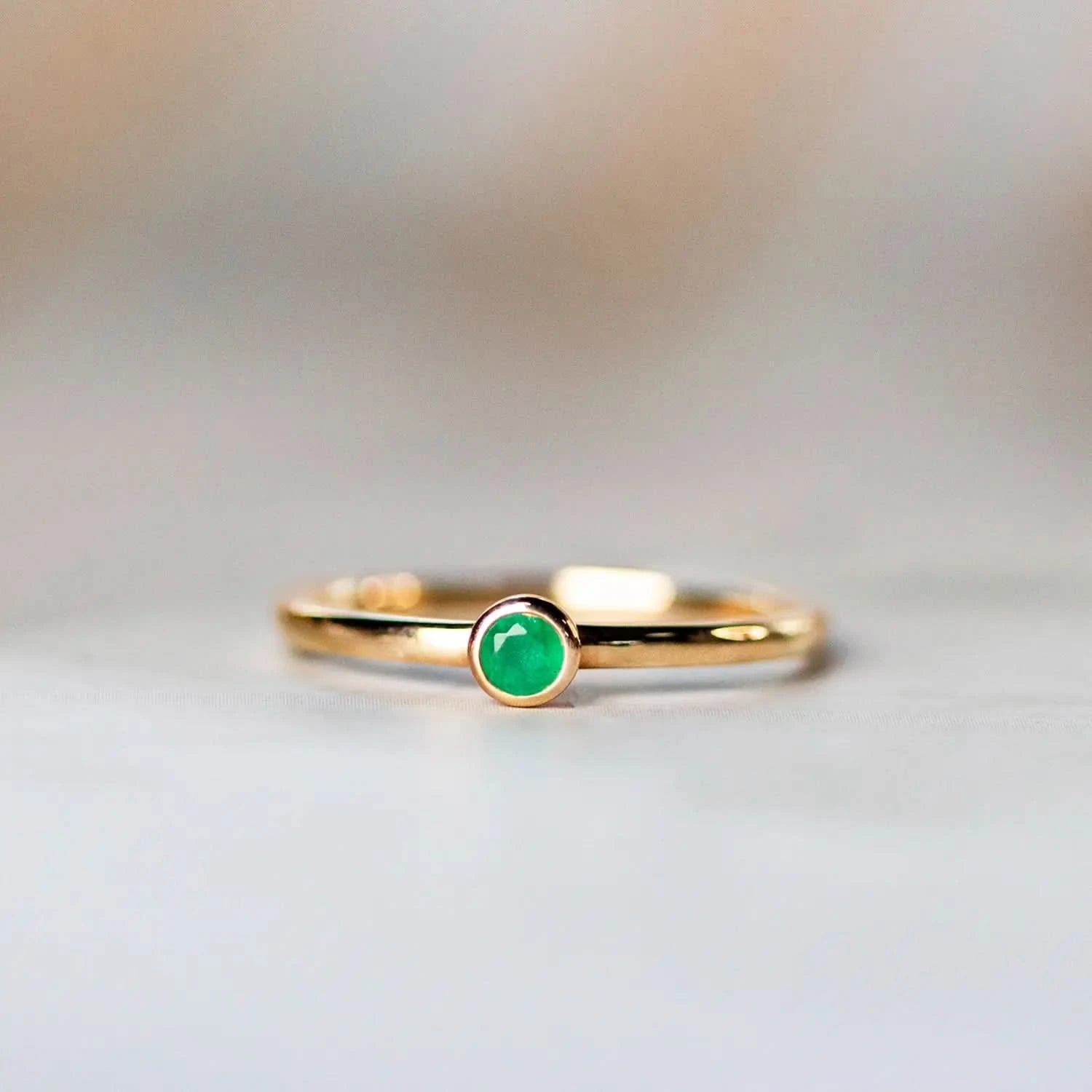 Emerald Solid Gold Birthstone Ring for Women - Genuine 14K Gold June Birthstone Ring - Perfect Gift for Birthday, Anniversary & Mother's Day Jewelry