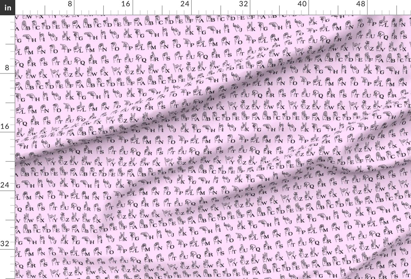 Sign Language Alphabet Printed Chiffon Fabric Fat Quarter - Soft & Lightweight for Sewing Dresses, Fashion Apparel & Home Decor - Perfect for Baby Nursery, DIY Crafts & Quilting Projects