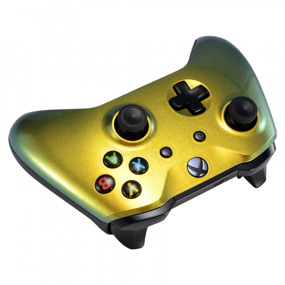 eXtremeRate Gold & Green Chameleon Replacement Faceplate for Xbox One X/S Controller - Custom Shell Cover with Premium Finish | Perfect for Gaming, Streaming & Controller Customization