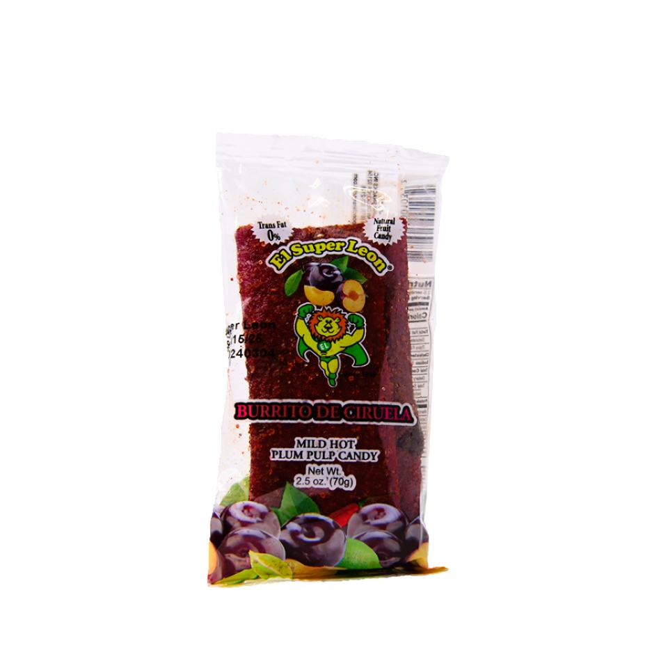 El Leon Burrito Ciruela (Plum) | 24 Count Box | Authentic Mexican Snack for Parties, School Lunches & On-the-Go Snacking